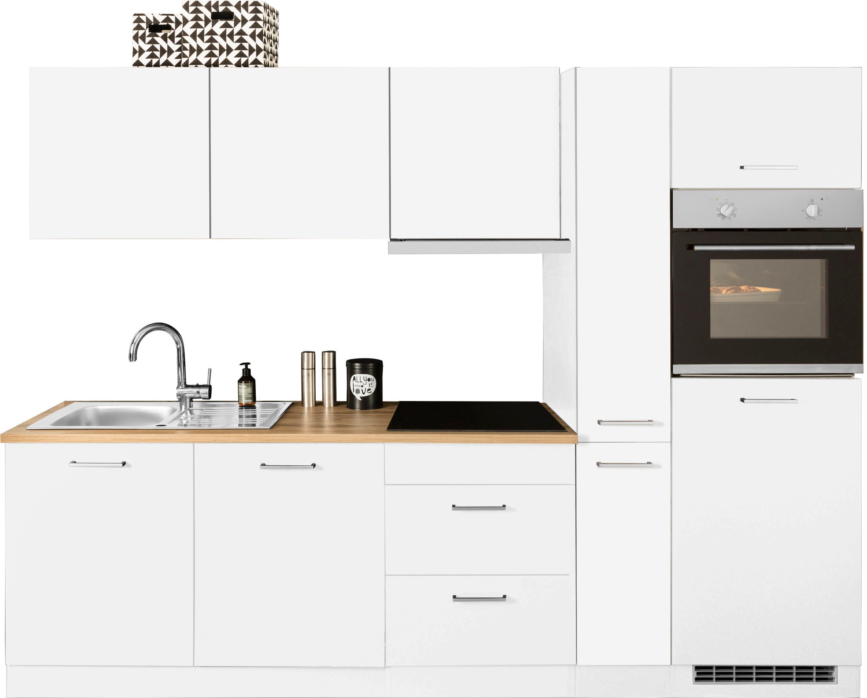 KOCHSTATION Кухниzeile KS-Kehl, mit E-Geräten, Breite 270 cm, inkl. Kühlschrank und Geschirrspüler