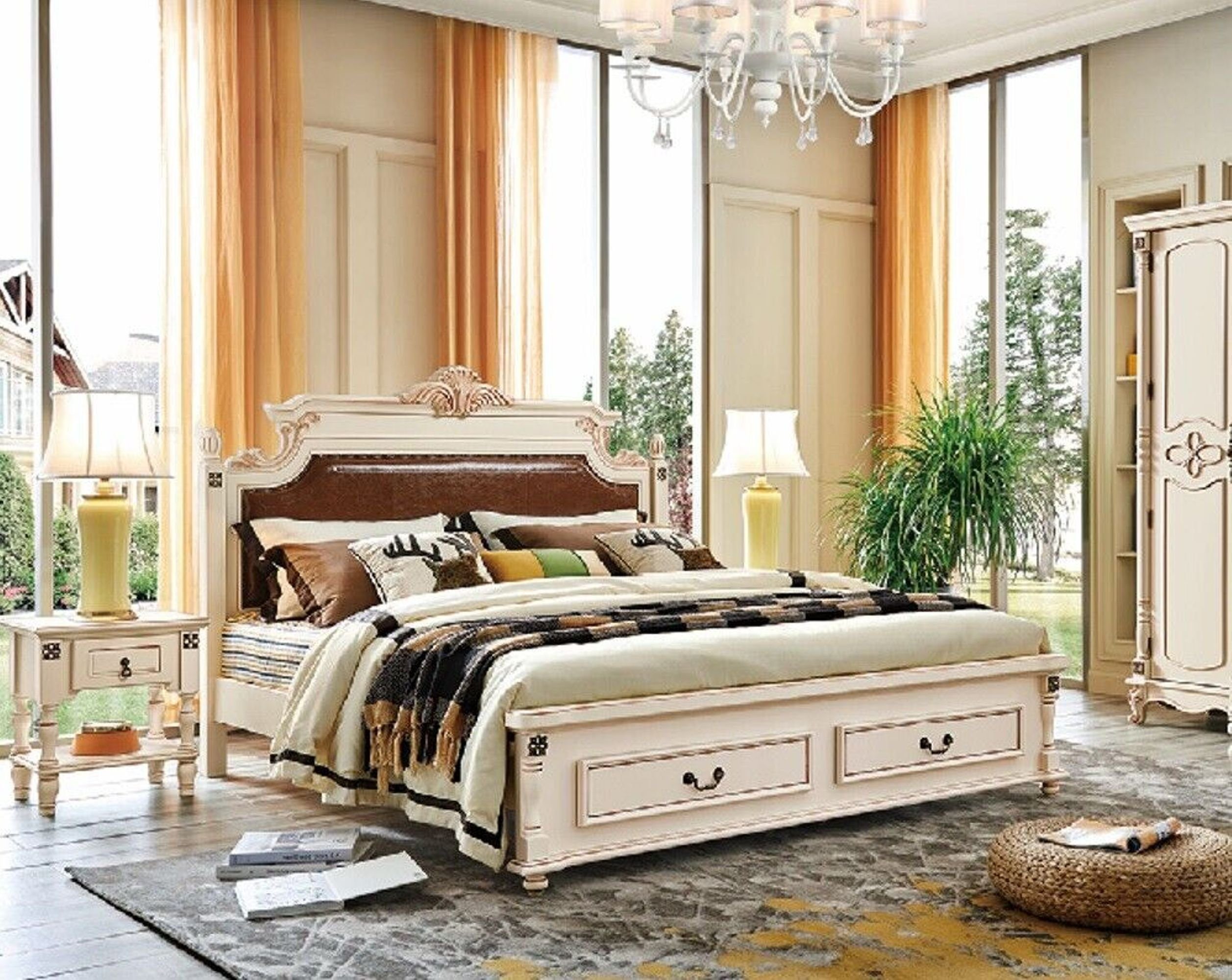 Luxus Doppel Betten Design Schlafzimmer Bett, Polster Hotel Bett JVmoebel