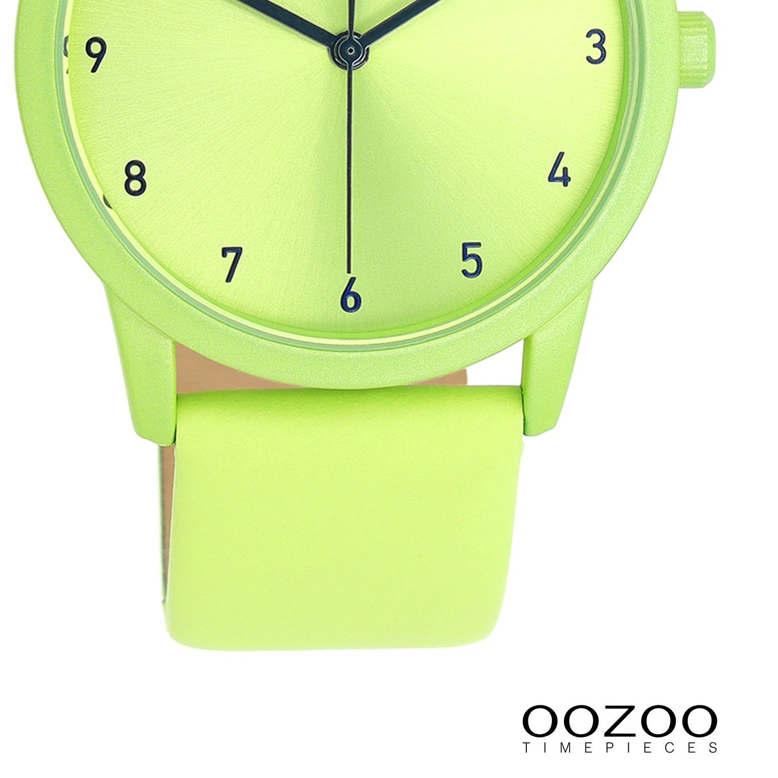 OOZOO Quarzuhr Oozoo Damen Armbanduhr Timepieces Analog, (Analoguhr), Damenuhr rund, mittel (ca. 38mm), Lederarmband grün, Fashion