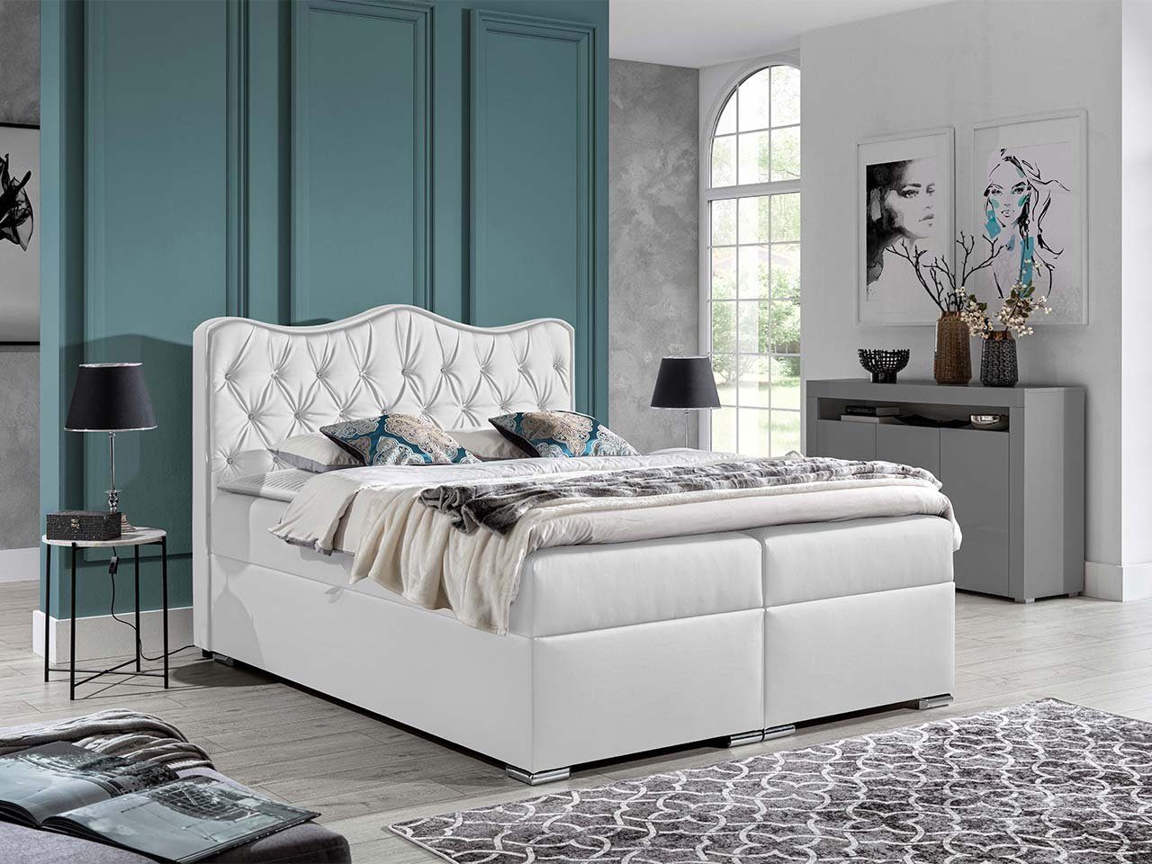 MIRJAN24 Boxspringbett Sultan (Lattenrost und Matratze + Topper), mit zwei Bettkästen für die Bettwäsche