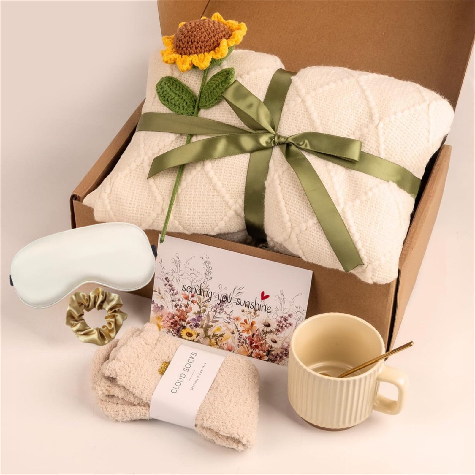 Wohndecke Pflege-Geschenkbox 8tlg, Sonnenblume Sonnenschein-Geschenkbox, HOMELIVE, Frauen Freundschaft Mutter Schwester Ehefrau Kollegin – Bild 5 von 5