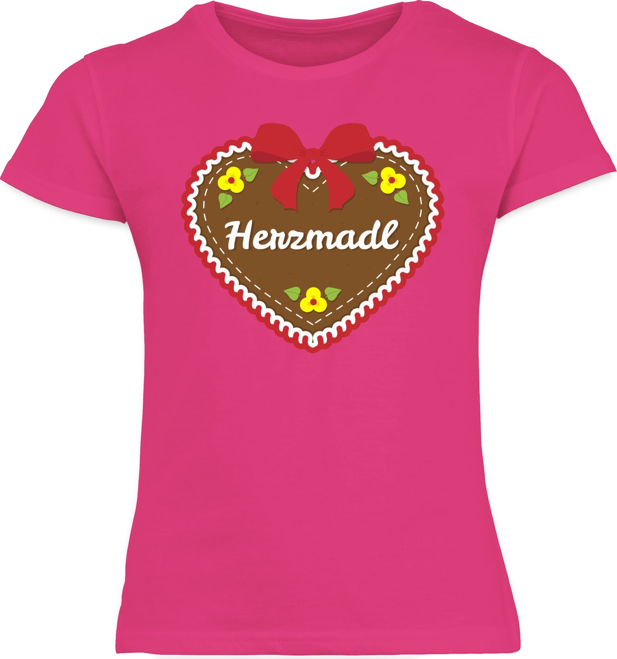 Oktoberfest Mode für Fuchsia Herzmadl T-Shirt Lebkuchenherz Shirtracer Outfit Kinder Rot 2