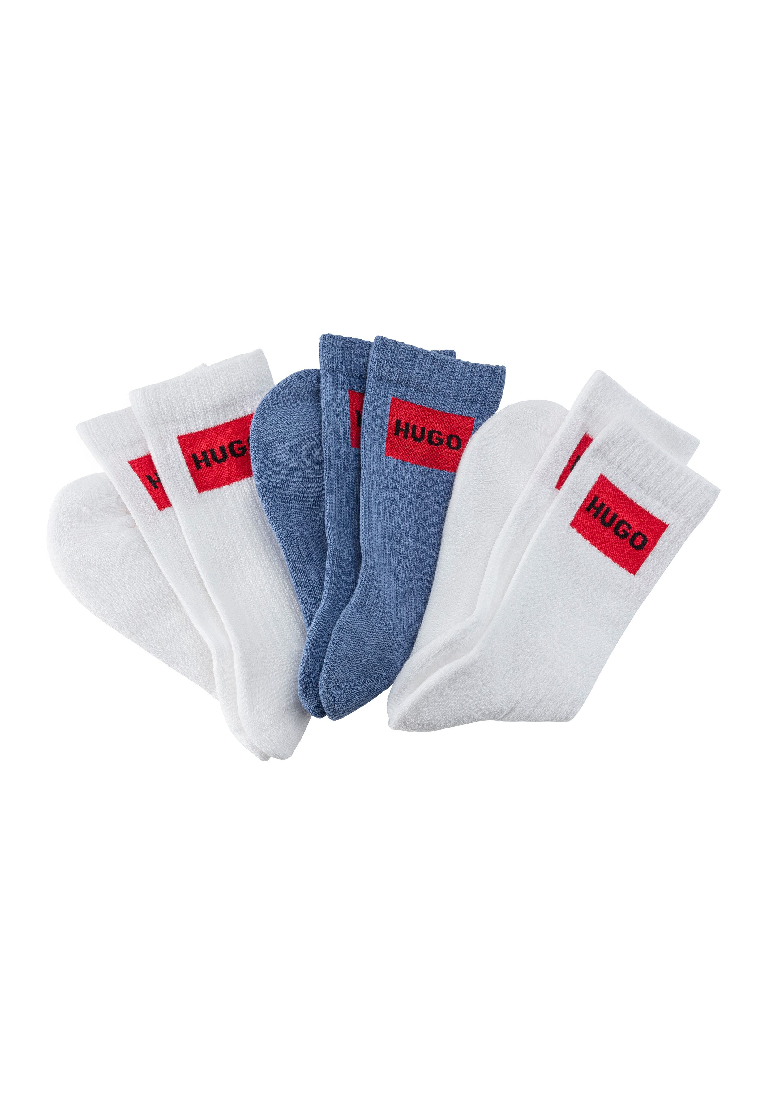 HUGO Freizeitsocken 3P QS RIB LABEL (Packung, 3-Paar, 3er) mit kontrastfarb günstig online kaufen