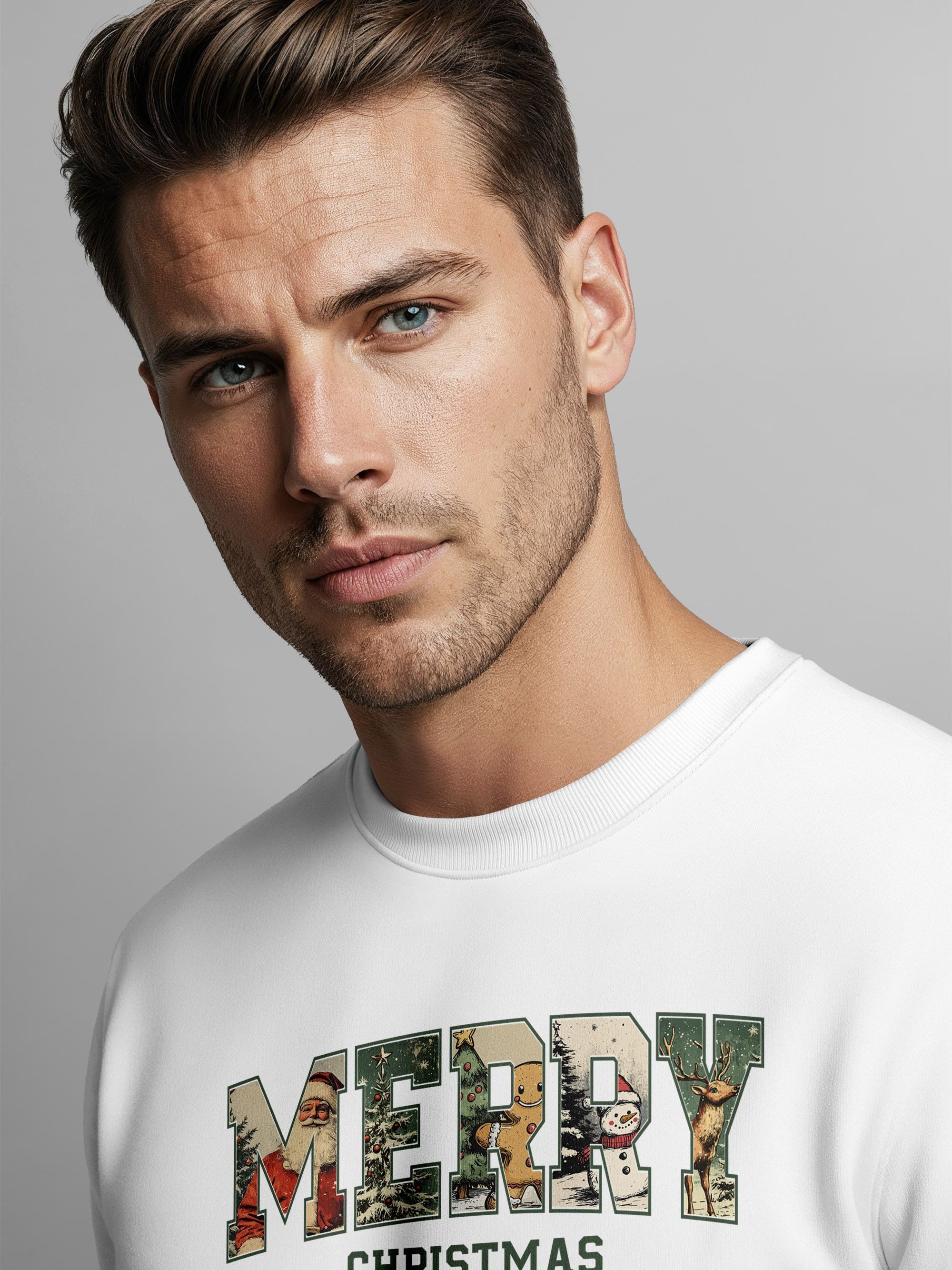Neverless Sweatshirt Sweatshirt Herren Merry Christmas Weihnachstpullover College Style