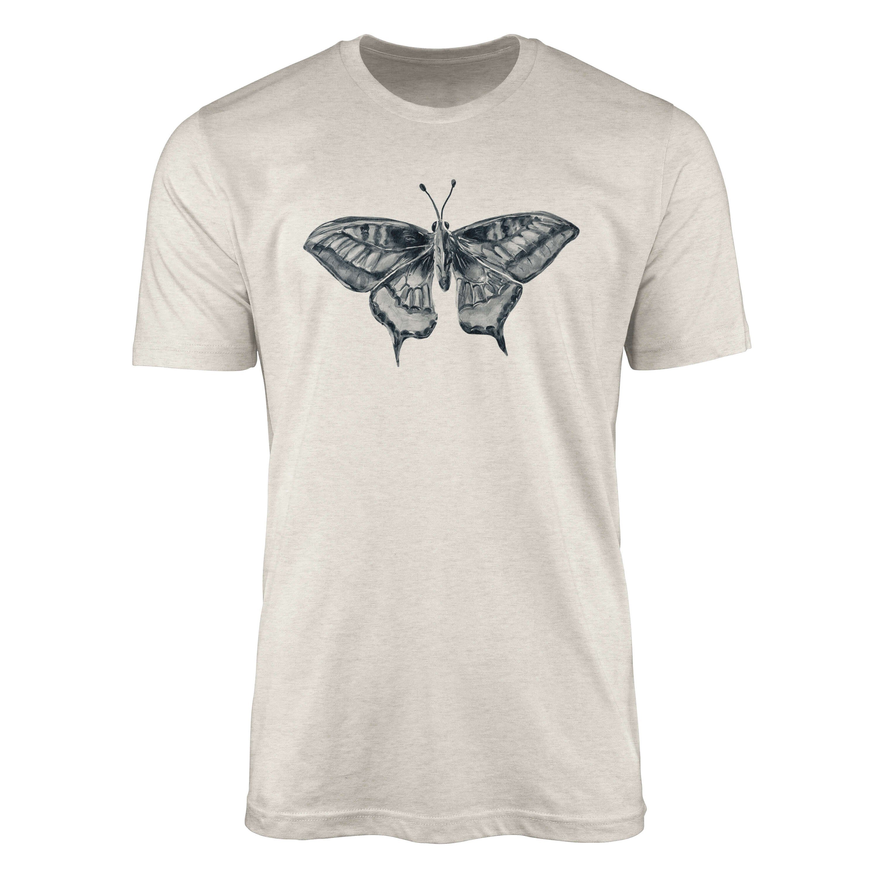 Sinus Herren Art T-Shirt 100% Motiv Farbe T-Shirt (1-tlg) Shirt Schmetterling Bio-Baumwolle Nachhaltig Ökomo Organic Aquarell