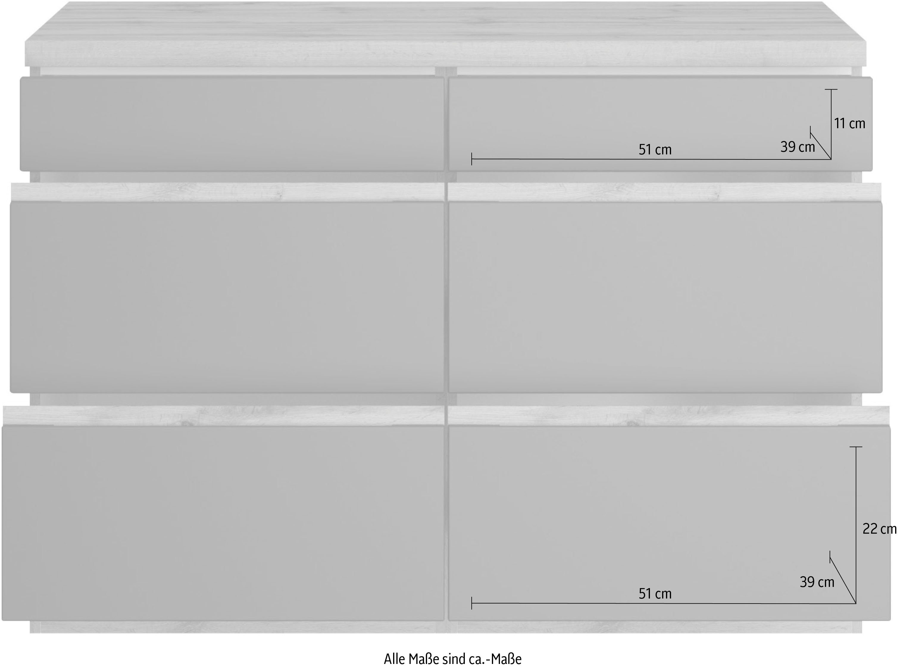 MÖBEL Breite Unterschrank MDF-Fronten Matt Riesa grau wotaneiche HELD cm, | 120