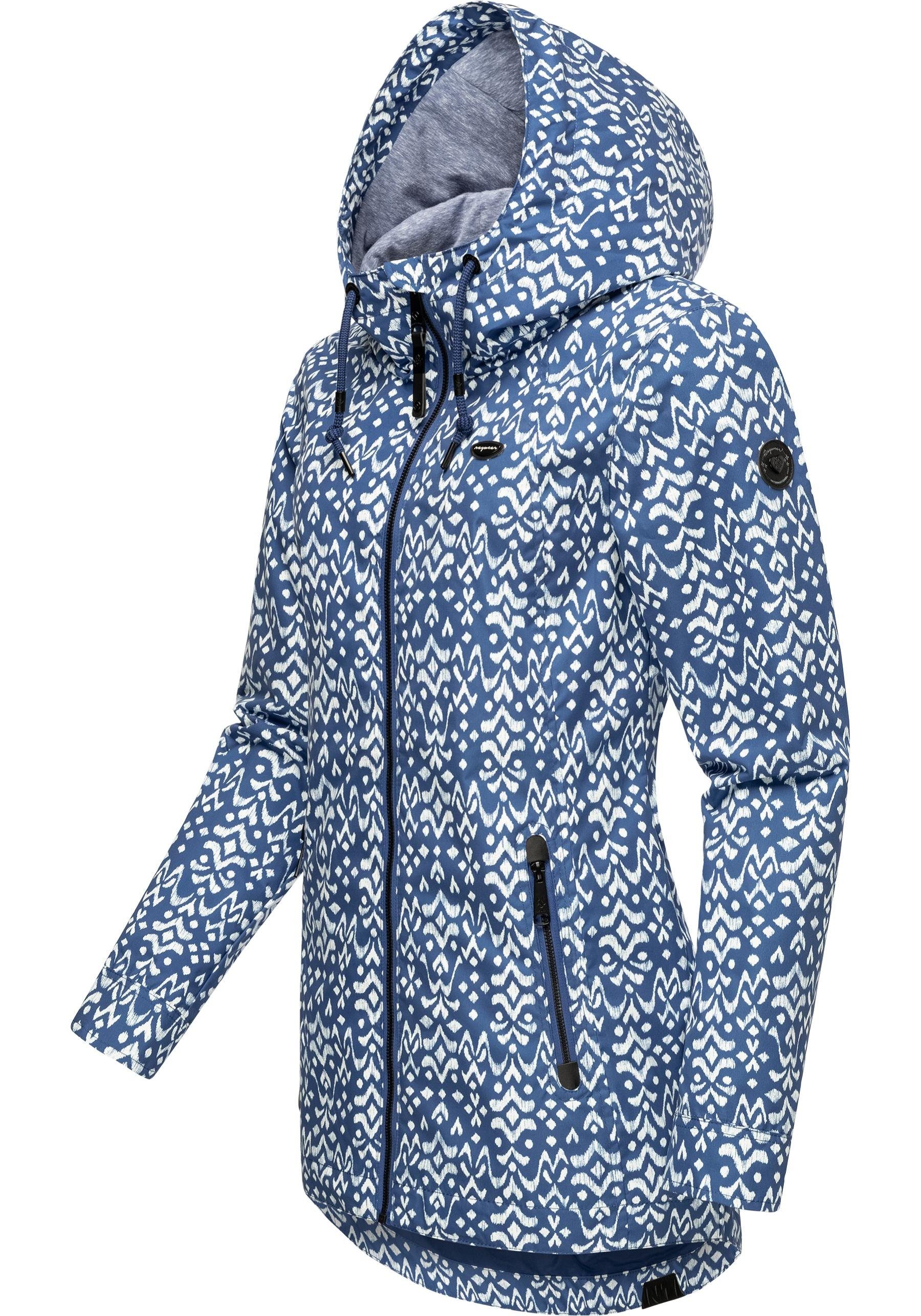 Ragwear Outdoorjacke Zuzka Ikat Wasserdichte Übergangsjacke mit großer Kapuze