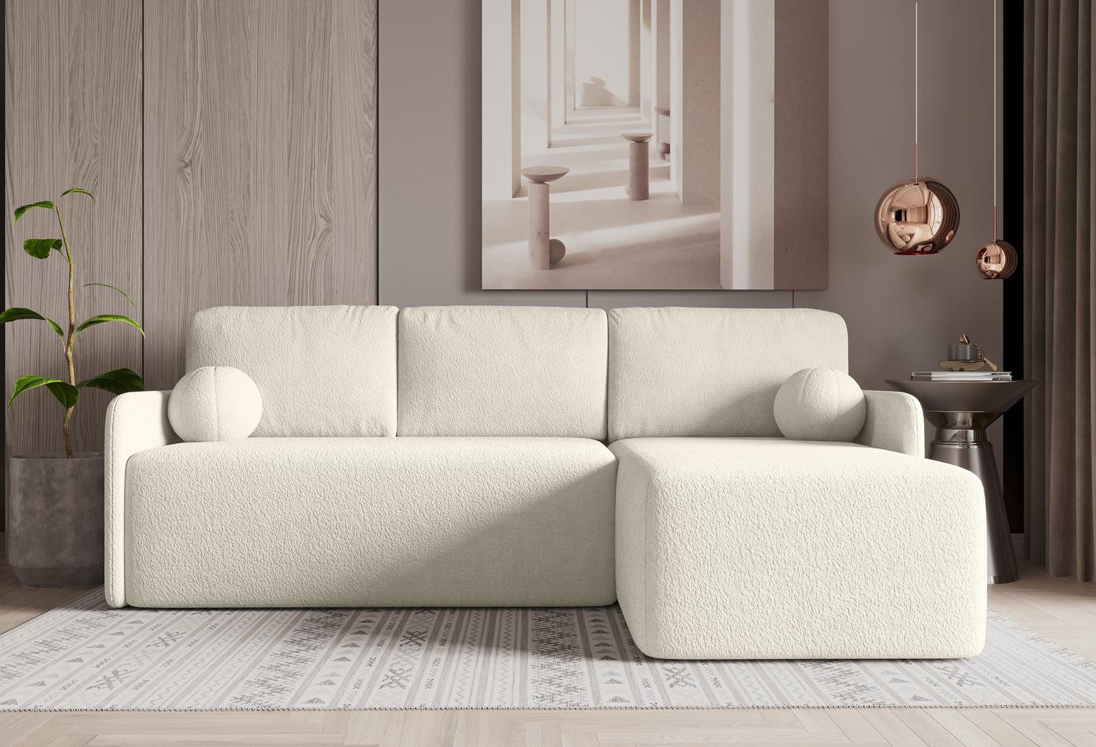 Compleo Ecksofa klein boucle, Eckcouch mit Schlaffunktion MODERNA Universel günstig online kaufen