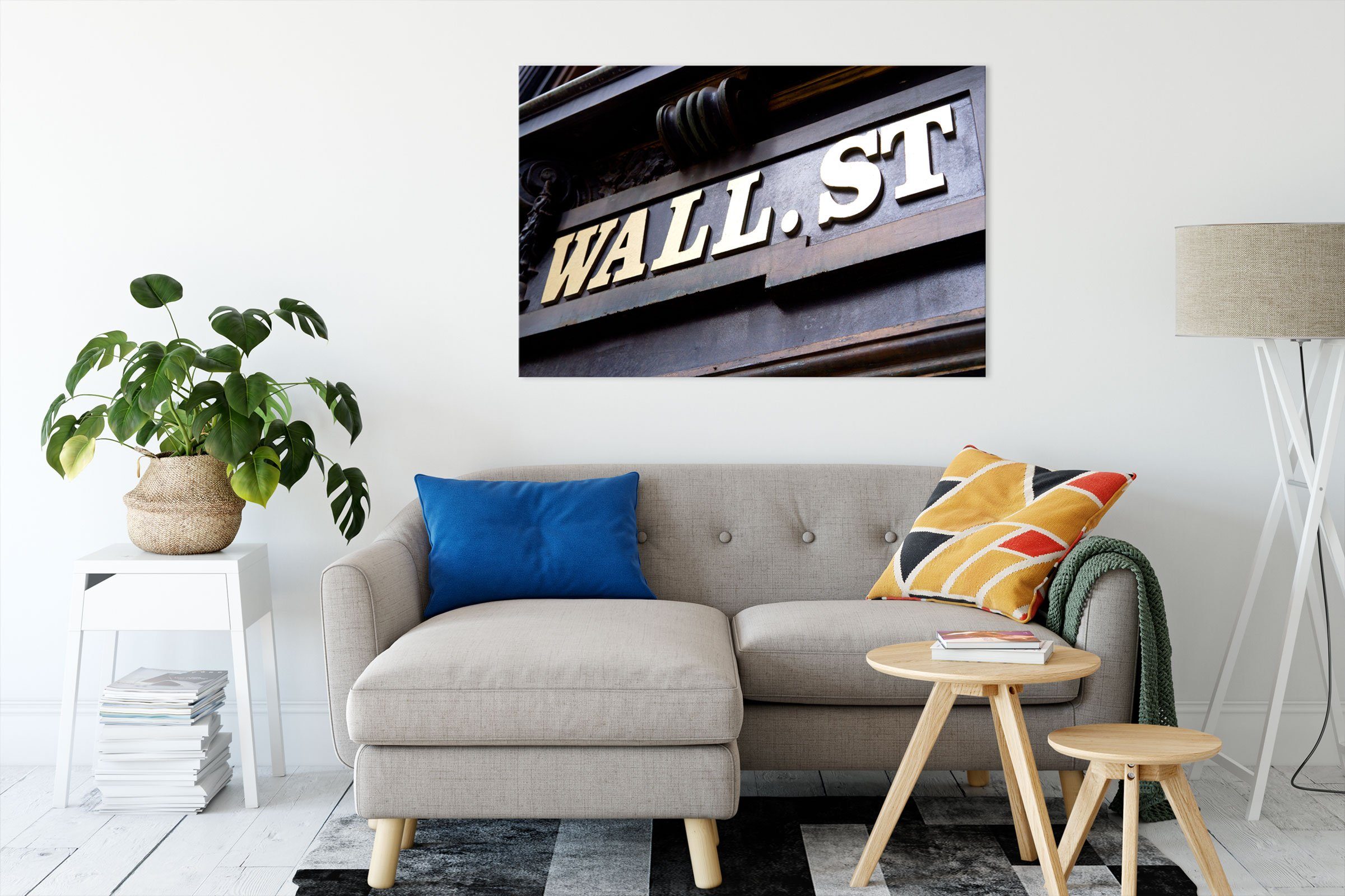bespannt, inkl. St), Leinwandbild New Wall York Street Zackenaufhänger (1 New fertig Leinwandbild in in Street York, Wall Pixxprint