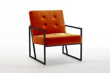 JVmoebel Sessel Orange Sessel Wohnzimmer Luxusmöbel Hochwertige Metallbeine Textil Neu (1-St., Sessel), Made in Europa