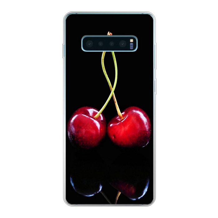 MuchoWow Handyhülle Kirsche - Reflexion - Schwarz Phone Case Handyhülle Samsung Galaxy S10+ Silikon Schutzhülle FN11561