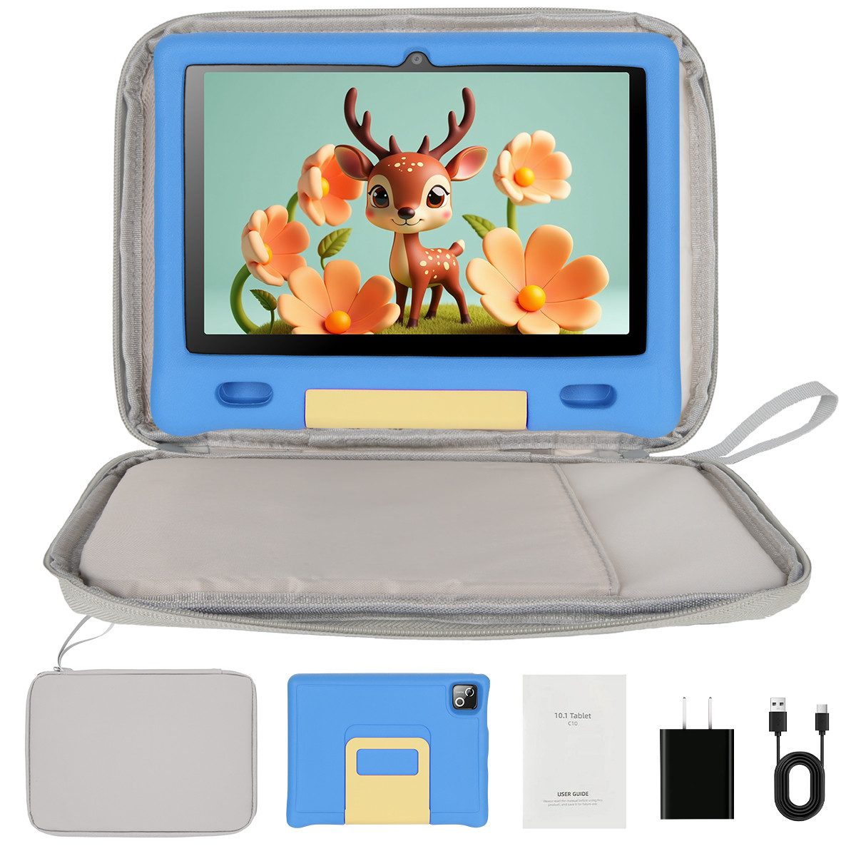 BUFO 10 Zoll Dual-Kamera 8+5MP Wi-FI 6/BT 5.3 Elternkontrolle Kinder Tablet (128 GB)