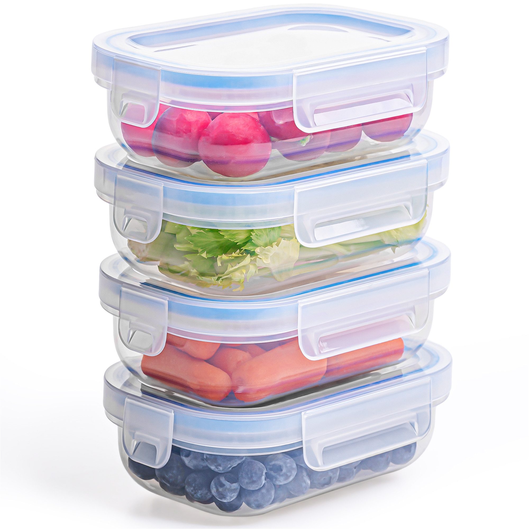 KONZEPT Frischhaltedose mit luftdichtem Deckel, 600 ml, transparent, (4-tlg), BPA-frei, Stapelbar, Für Kühlschrank, Zum Mitnehmen