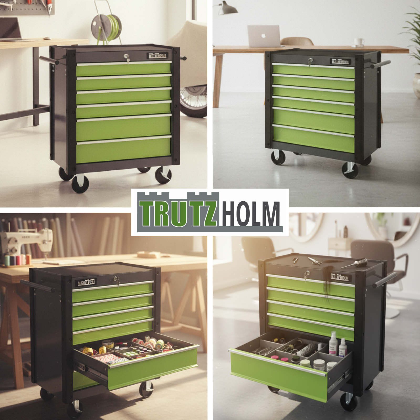 TRUTZHOLM Werkstattwagen Werkzeugwagen Trutzi 6 Schubladen Rollcontainer Werkstattwagen, auf Rollen, 0-tlg. Werkzeugset, 6 Schubladen,78x64cm