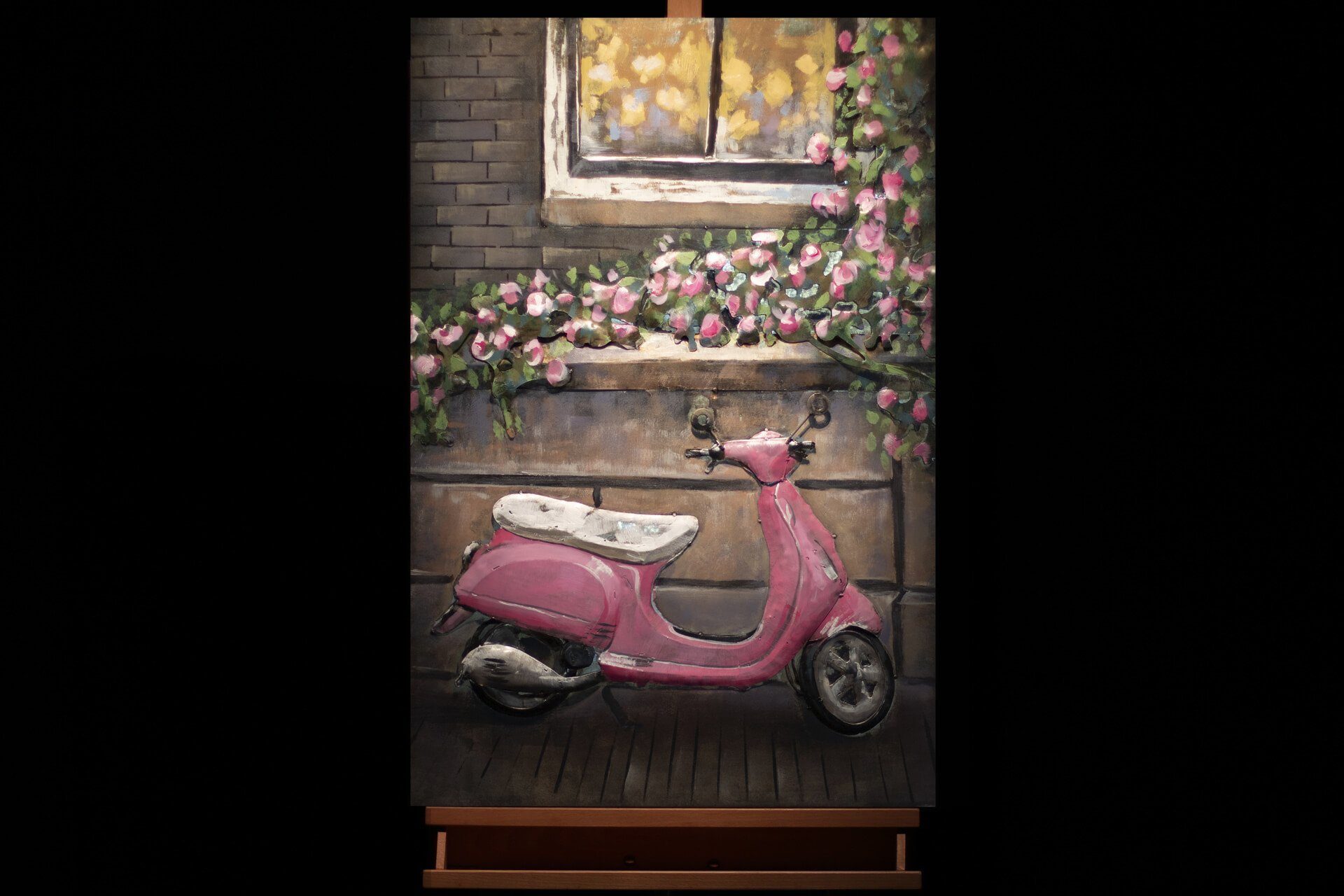 KUNSTLOFT Metallbild 3D Wandrelief Ride 60x90 cm, Pink handgefertiges