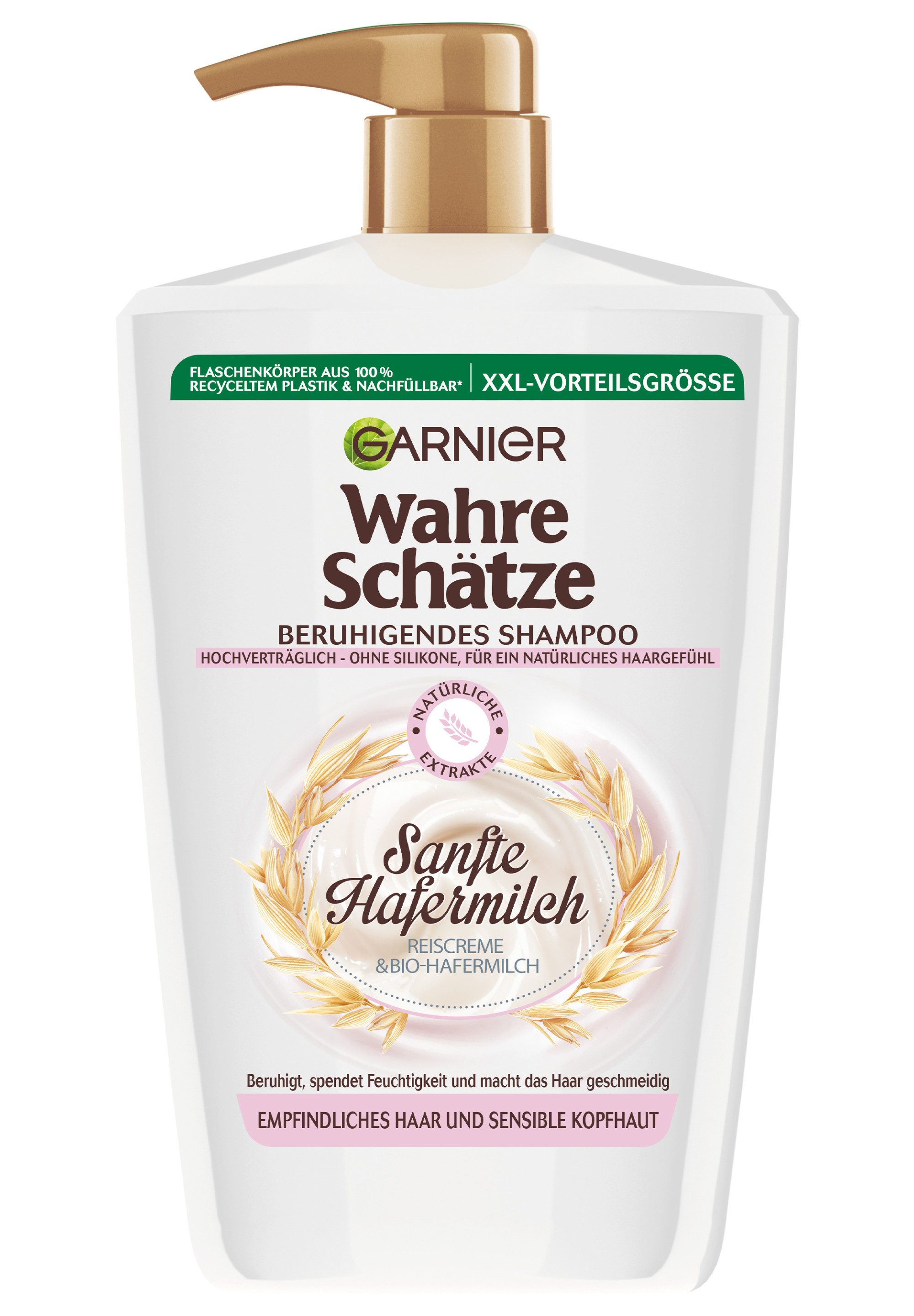 GARNIER Haarshampoo WAHRE SCHÄTZE BERUHIGENDES SHAMPOO, mit sanfter Hafermilch, für empfindliches Haar und sensible Kopfhaut