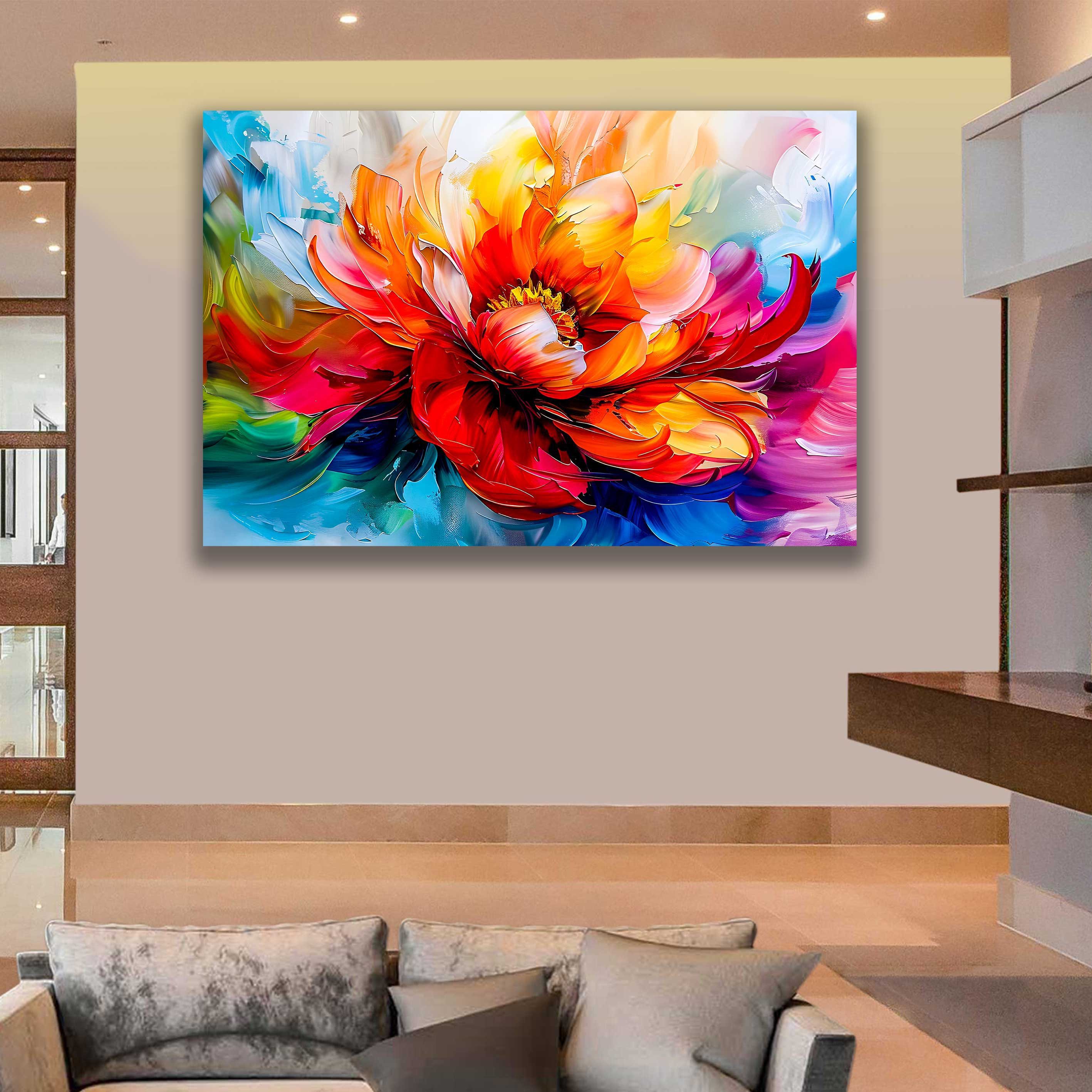 Leinwando Wandbild Leinwandbild - Abstrakte Blumen (Div.Größen/Stile) zum Aufhängen, Blumen Entfaltung, Leinwandbilder, in verschiedenen Größen