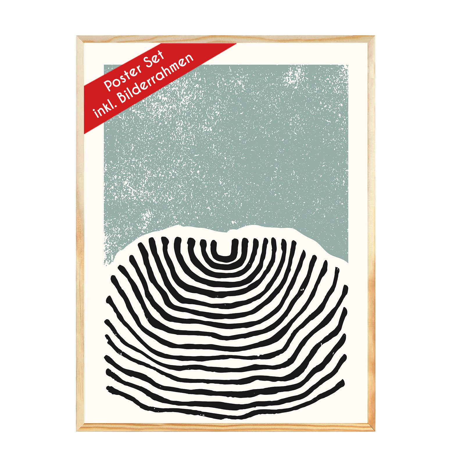 Wackadoo Living Bild mit Rahmen Poster mit modernen minimalistischen Motiven & Bilderrahmen mit Glas, (Motive: Abstrakte Kunst, Bilderrahmen aus Holz oder Kunststoff), kreative Wandbilder, Wanddeko, Kunstdrucke, weitere Motive & Größen