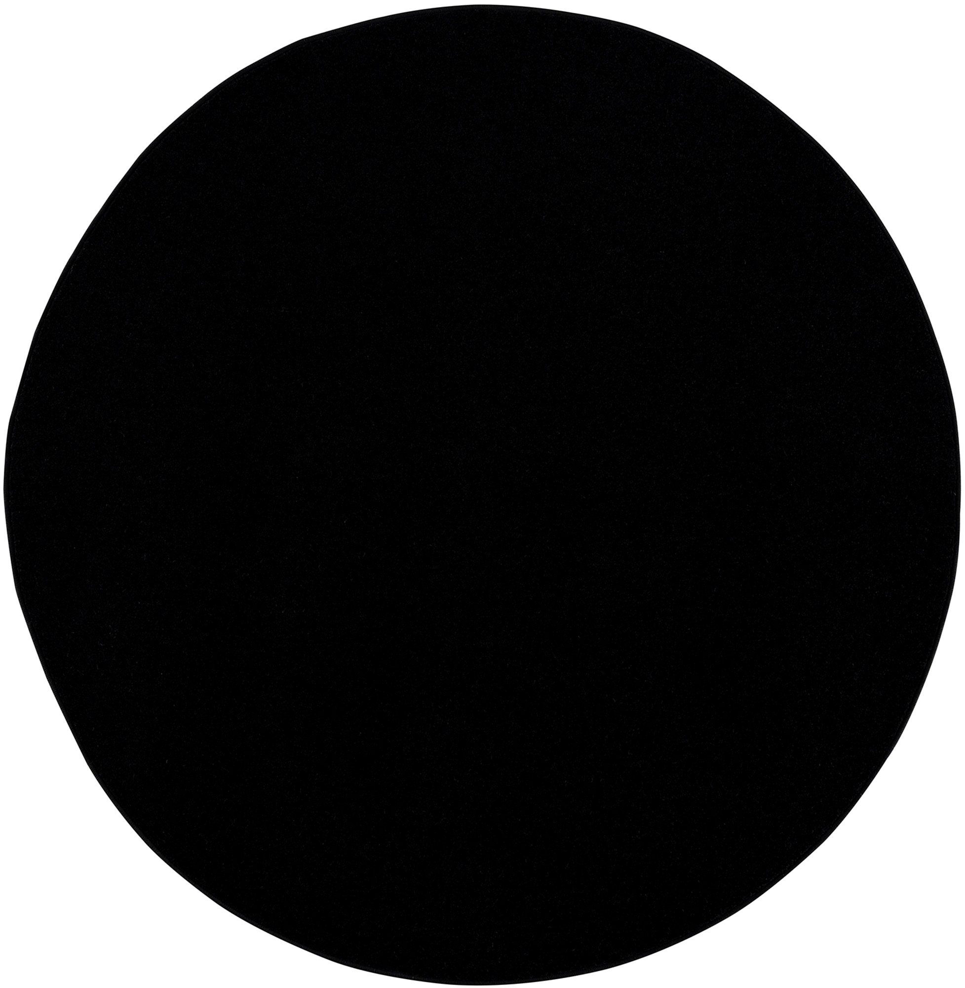 Teppich Uni, Sanat, rund, Höhe: 13 mm, robuster Kurzflorteppich, große Farbauswahl schwarz