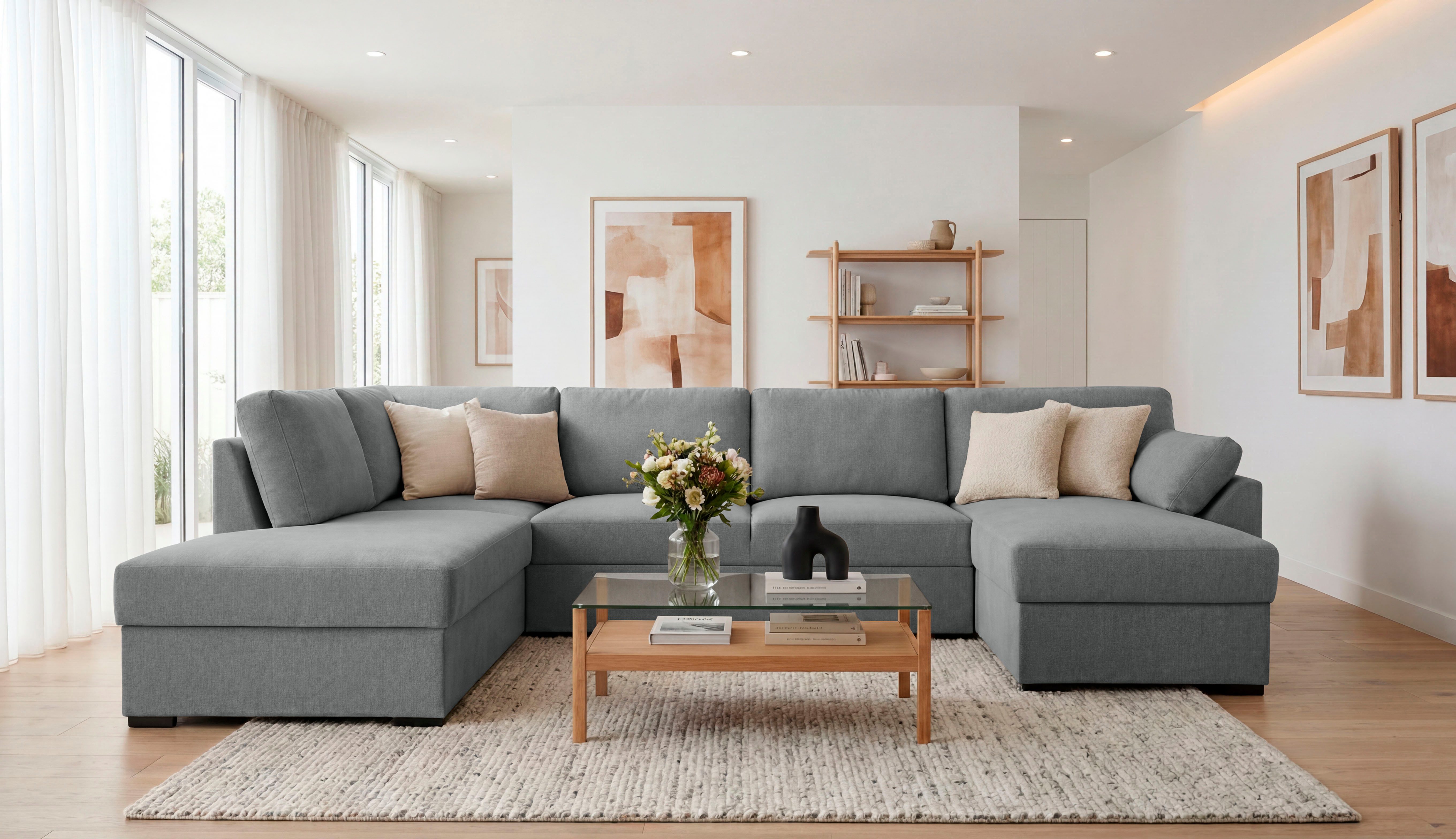 Home affaire Wohnlandschaft Citry, Breite 309 cm, Chenille, Bettfunktion, Bettkasten, U-Form