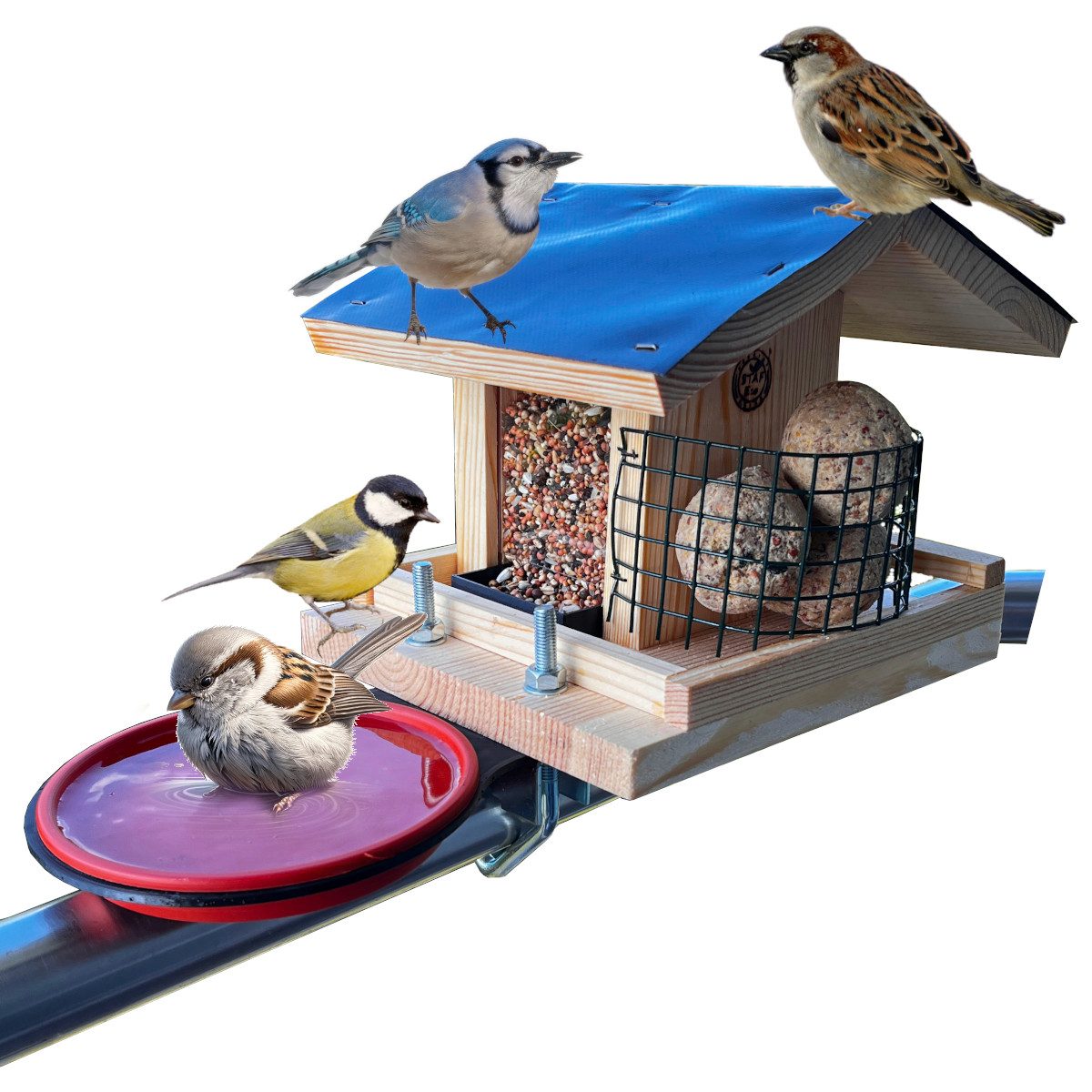 Stafeco Vogelhaus Vogelfutterhaus für Balkon und Garten Futterhaus Handarbe günstig online kaufen