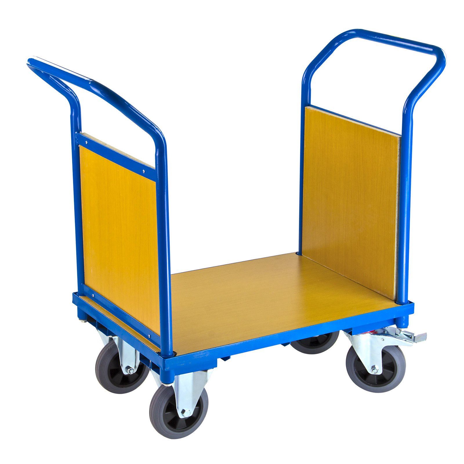 Transportwagen Blau Doppelstirnwand, HxBxL93x50x910cm, PROREGAL® Handwagen