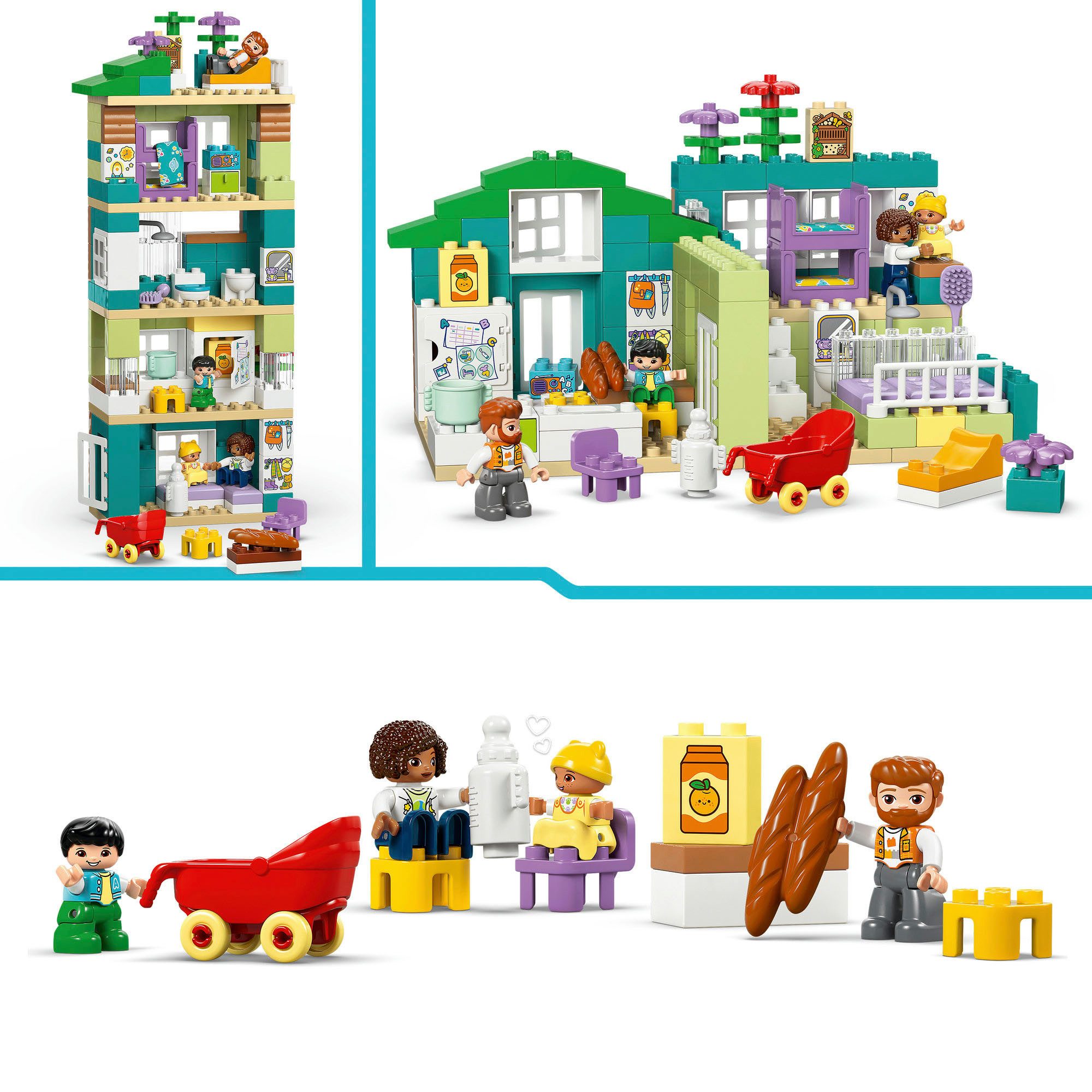 LEGO® Modernes Familienhaus mit Figuren – 3-in-1-Set (10470) Konstruktionsspielsteine, (166 St), LEGO DUPLO Town; Made in Europe