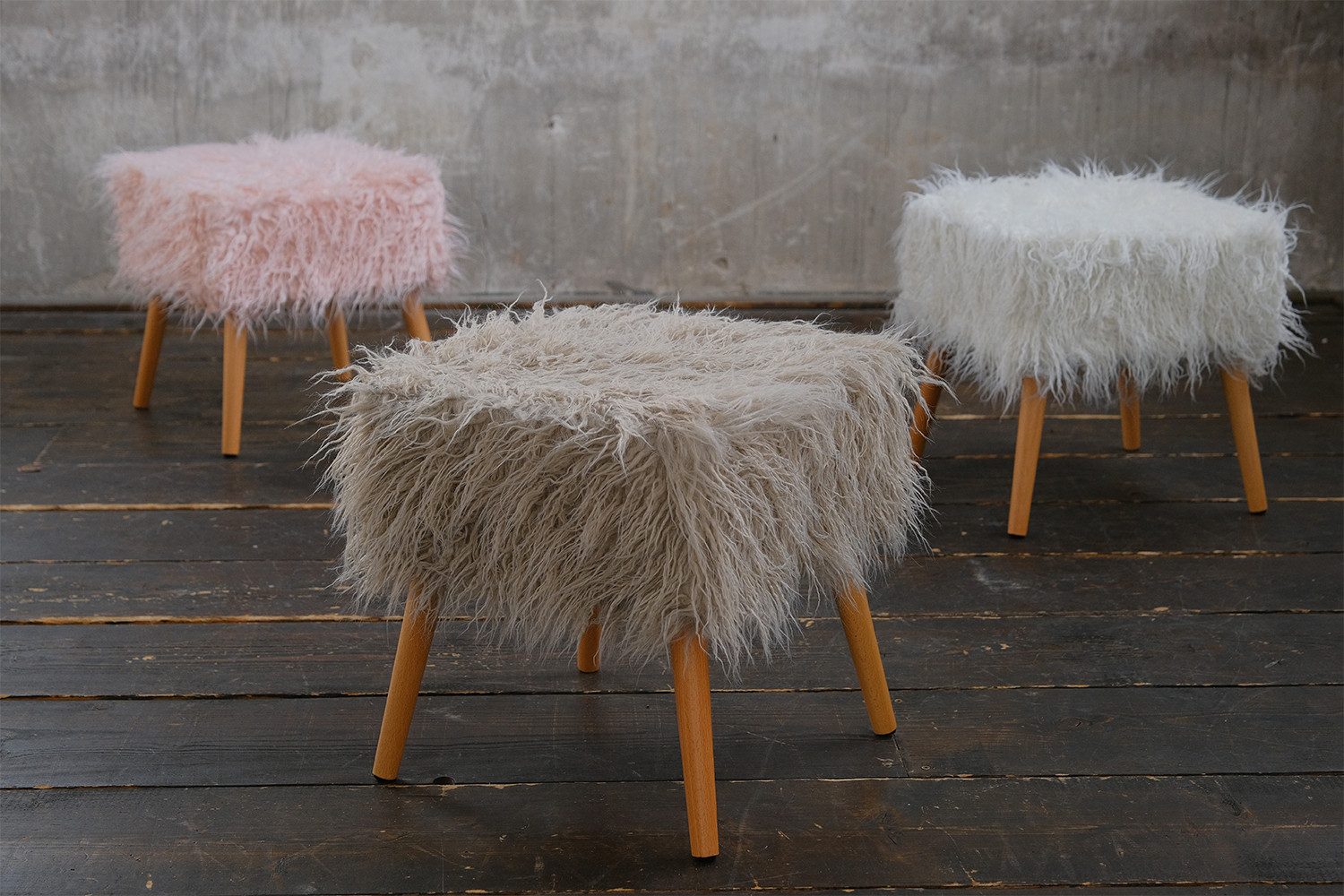 KAWOLA Hocker FYNN, Fell Fellhocker verschiedene Farben