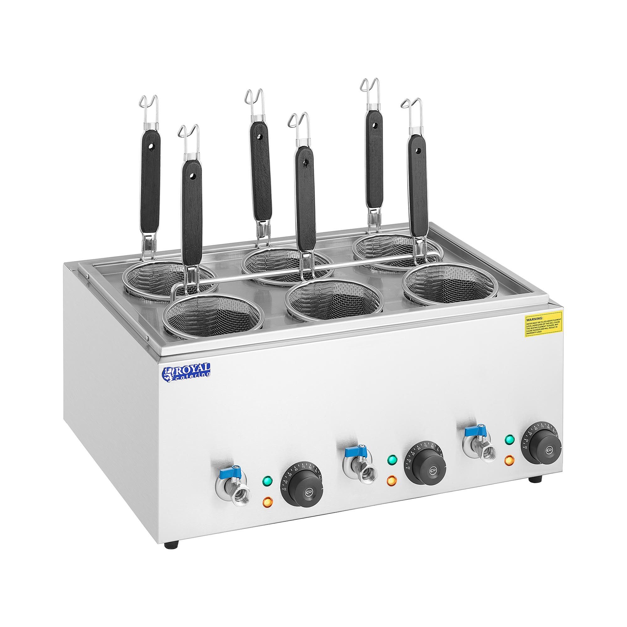 Royal Catering Spaghettitopf Nudelkocher mit 6 Körben Pastakocher Pasta-Station 30 - 110 °C, Edelstahl