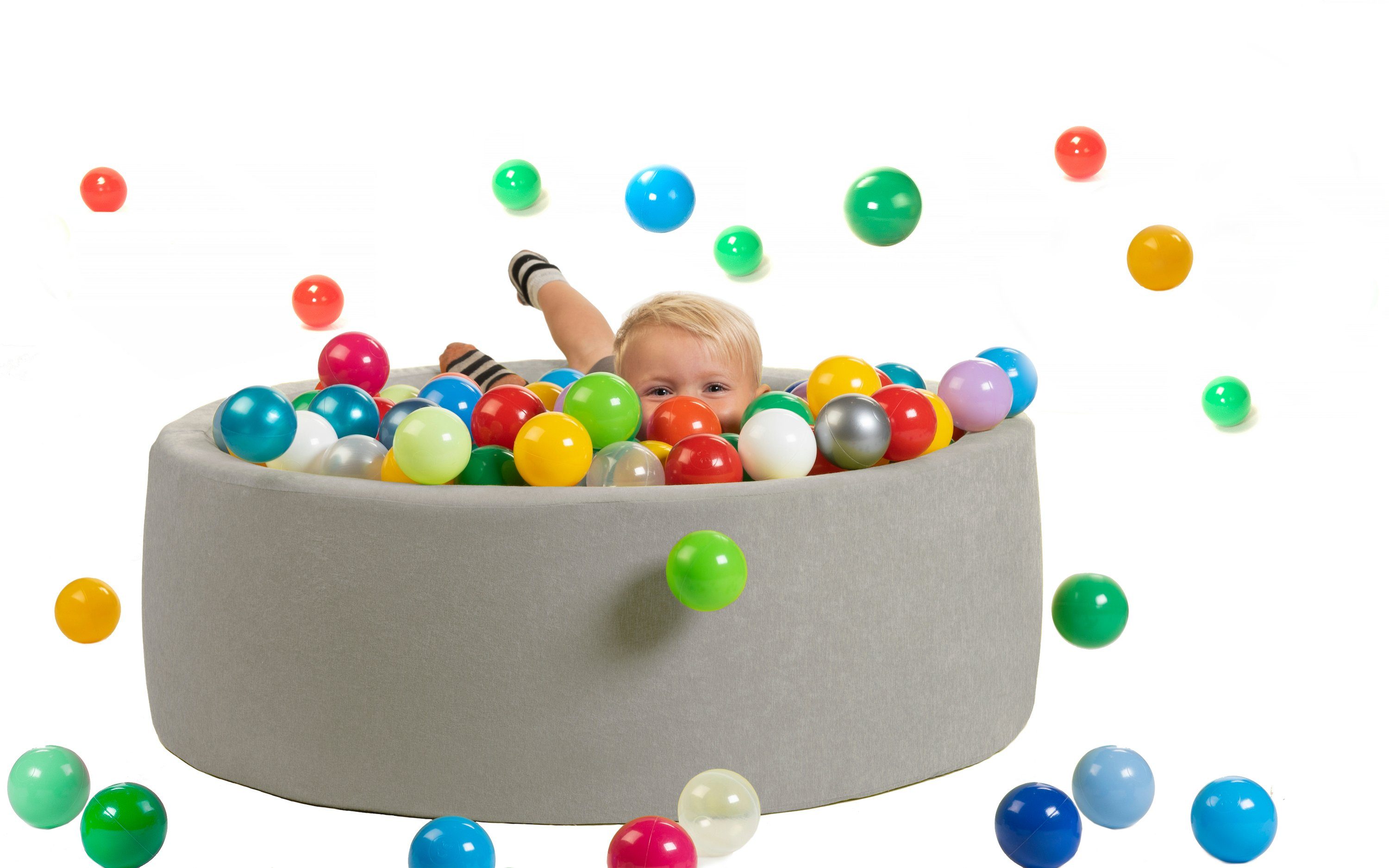 sunnypillow Bällebad-Bälle für Baby Kinder mit bunten Bällen (200-St), Grau - mit 200 Bällen