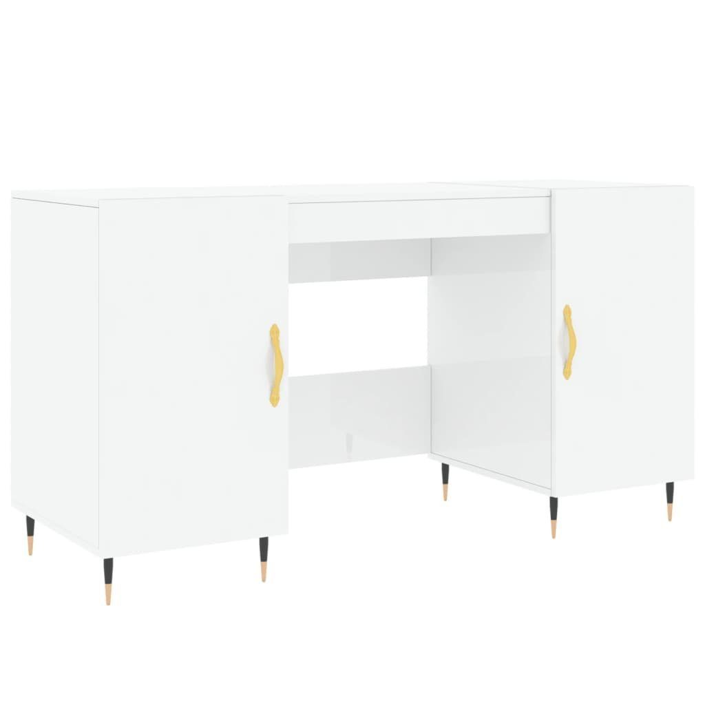 Schreibtisch 140x50x75 Holzwerkstoff cm Hochglanz-Weiß furnicato