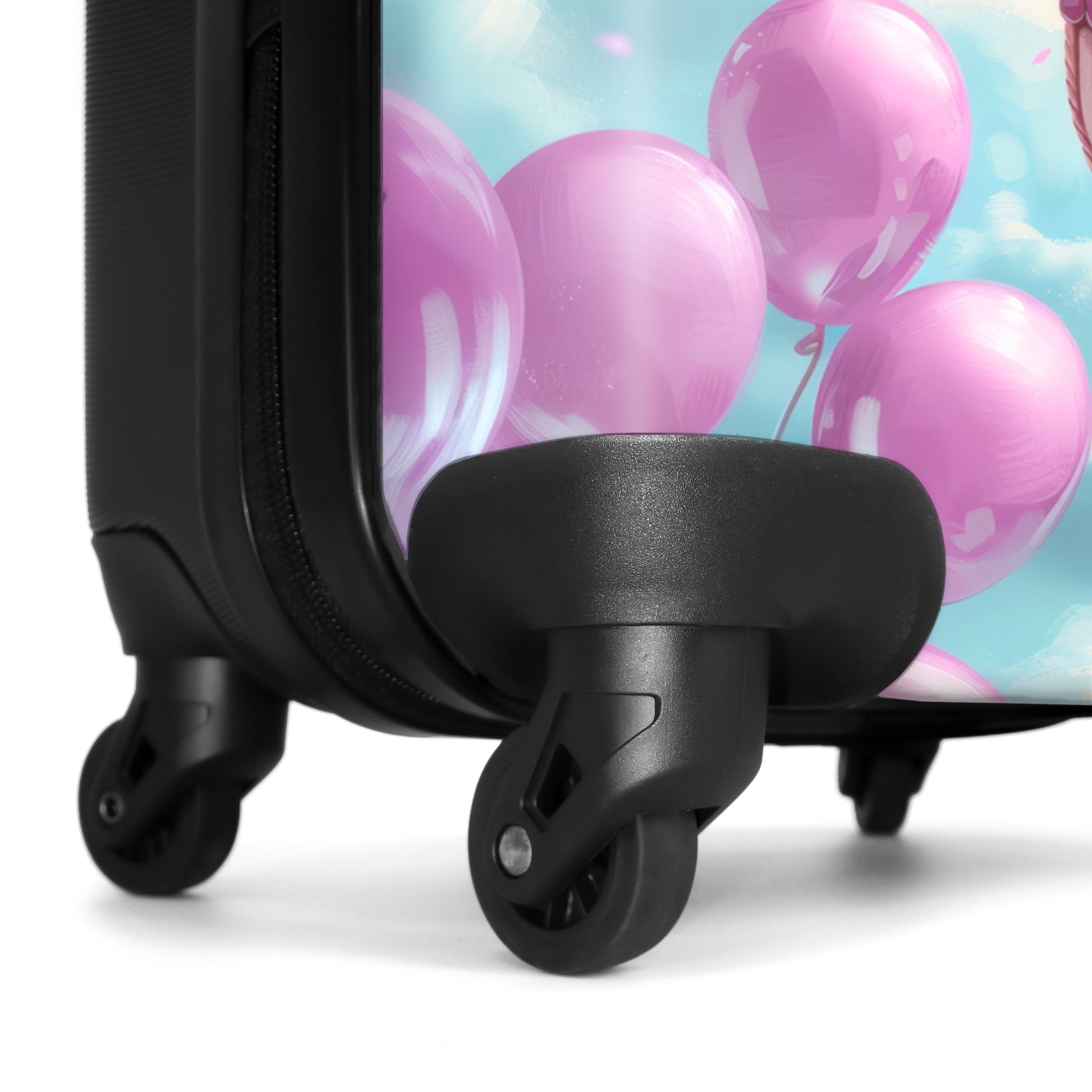 NoBoringSuitcases.com© Kinderkoffer Giraffe - Heißluftballon - Niedlich 55x35x20cm, 4 Rollen, Reisetasche mit Rollen, Koffer Handgepäck Flugzeug