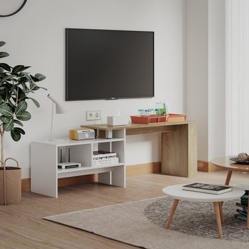 Mondeer Lowboard TV-Schrank, Verlängernbarer und drehbarer, Breite 106-166cm