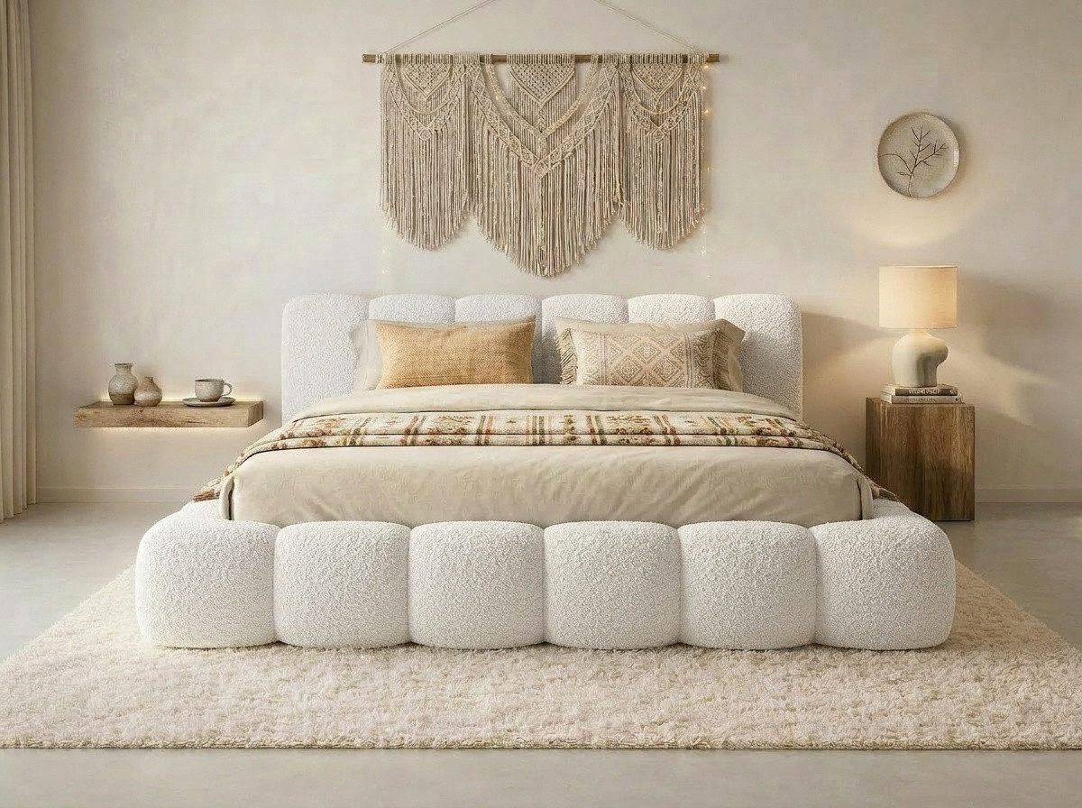 yourhouse24 Polsterbett Designerbett DALLAS TOPSELLER Wolkenbett Modern (Bettgestell mit Bettkasten), Wolken-Design & Japandi, Made in EU