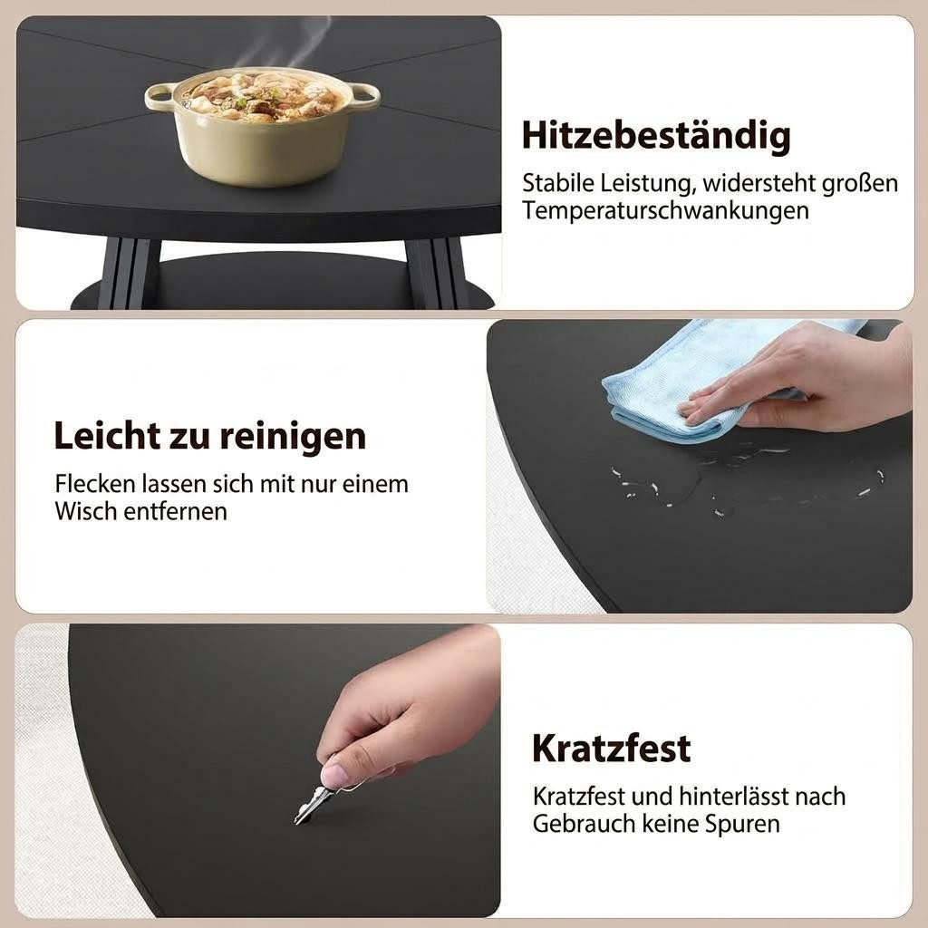 GarveeMore Esstisch Runder für 4-6 Personen,120 cm,Landhausküchentisch mit Stauraum, Küchentische für Esszimmer,Küche,Wohnzimmer,Wohnung