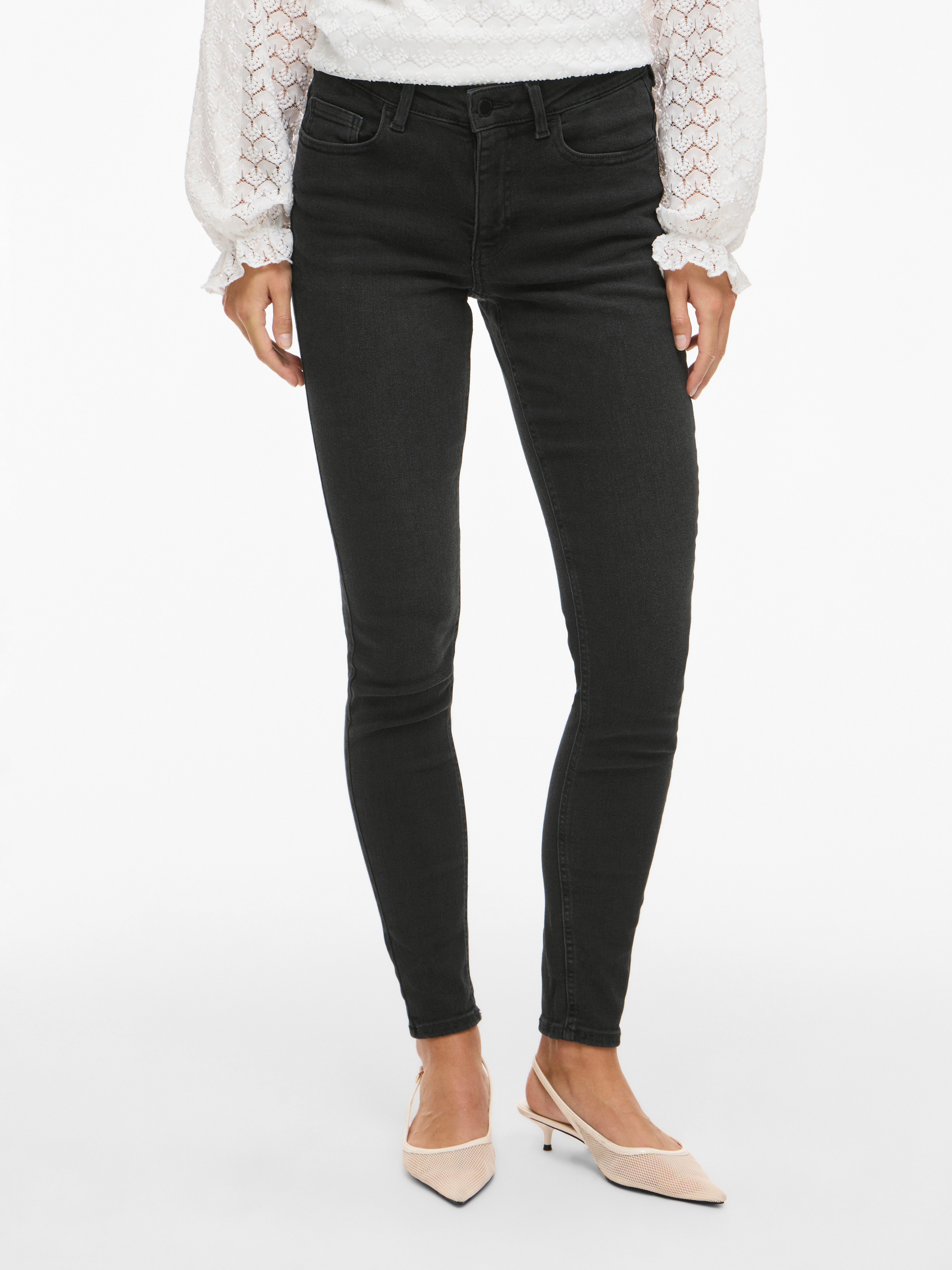 Vila Skinny-fit-Jeans VISARAH RW SKINNY JEANS BLK BUB00-NOOS günstig online kaufen