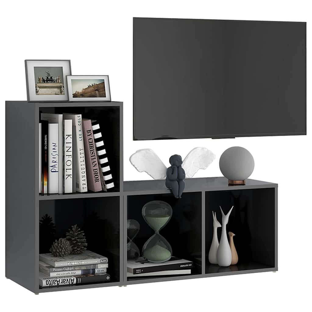 vidaXL TV-Schrank TV-Schränke 2 Stk. Hochglanz-Grau 72x35x36,5 cm Holzwerkstoff (1-St)