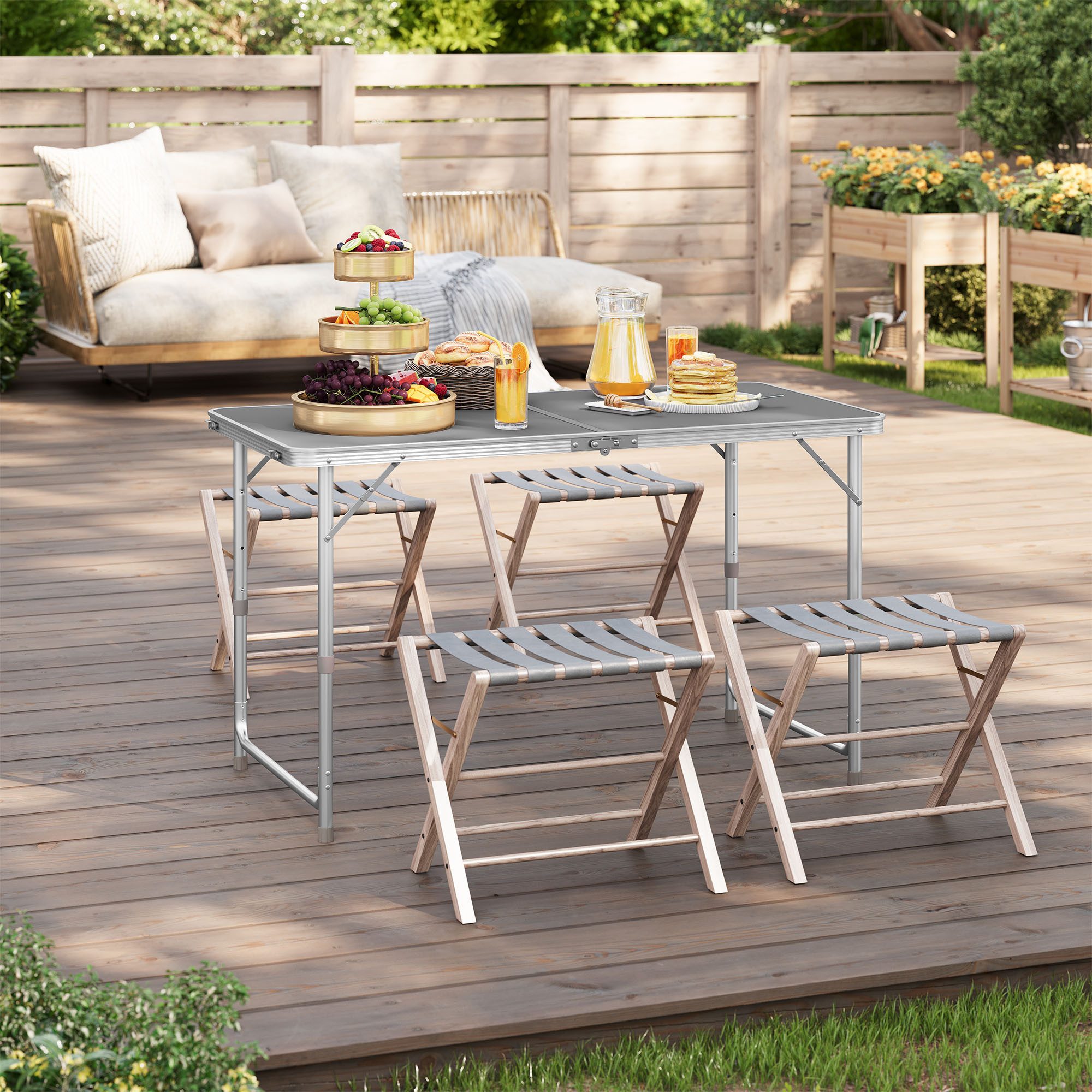 Woltu Campingtisch (1-St), Klapptisch, höhenverstellbar, aus Aluminium MDF günstig online kaufen