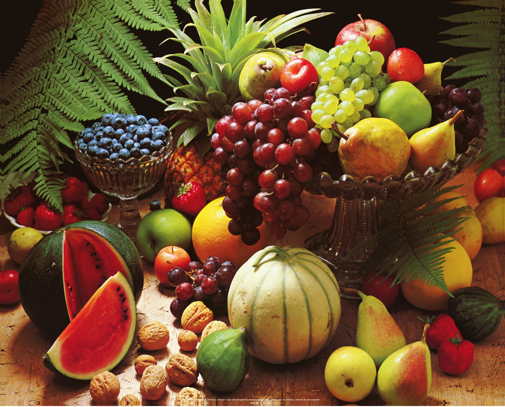 Papermoon Poster Mini-Poster Nr.318 Frutta Fresca, 40 X 50 CM, (Früchte Obst Melone Trauben Birnen Äpfel Beeren Querformat), genormte Postergröße für Rahmen, Bild Dekoration Wanddeko Motiv Tapete