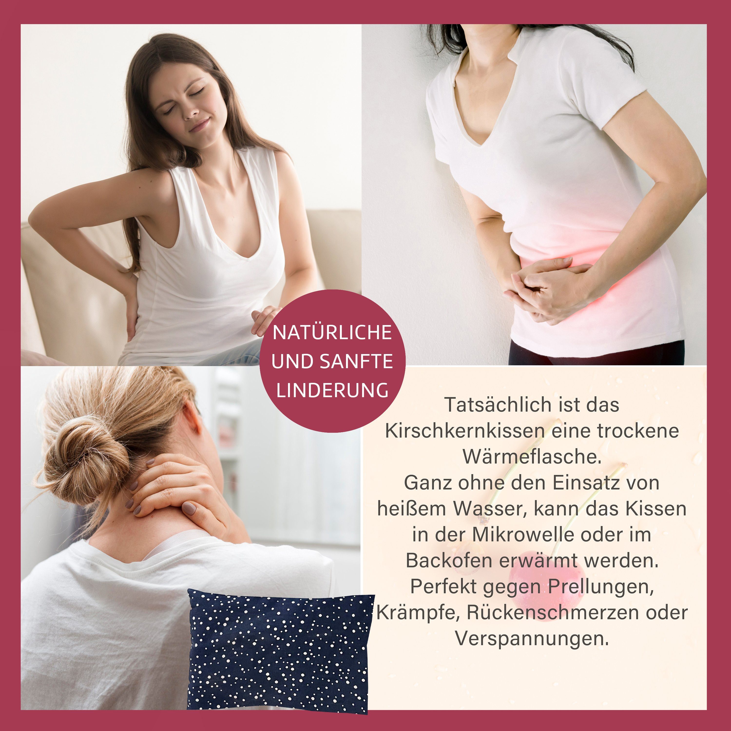 Dr. Berger Kirschkernkissen Dr. Berger 1-Kammer-Kirschkernkissen Tupfendruck Blau 30 x 20 cm