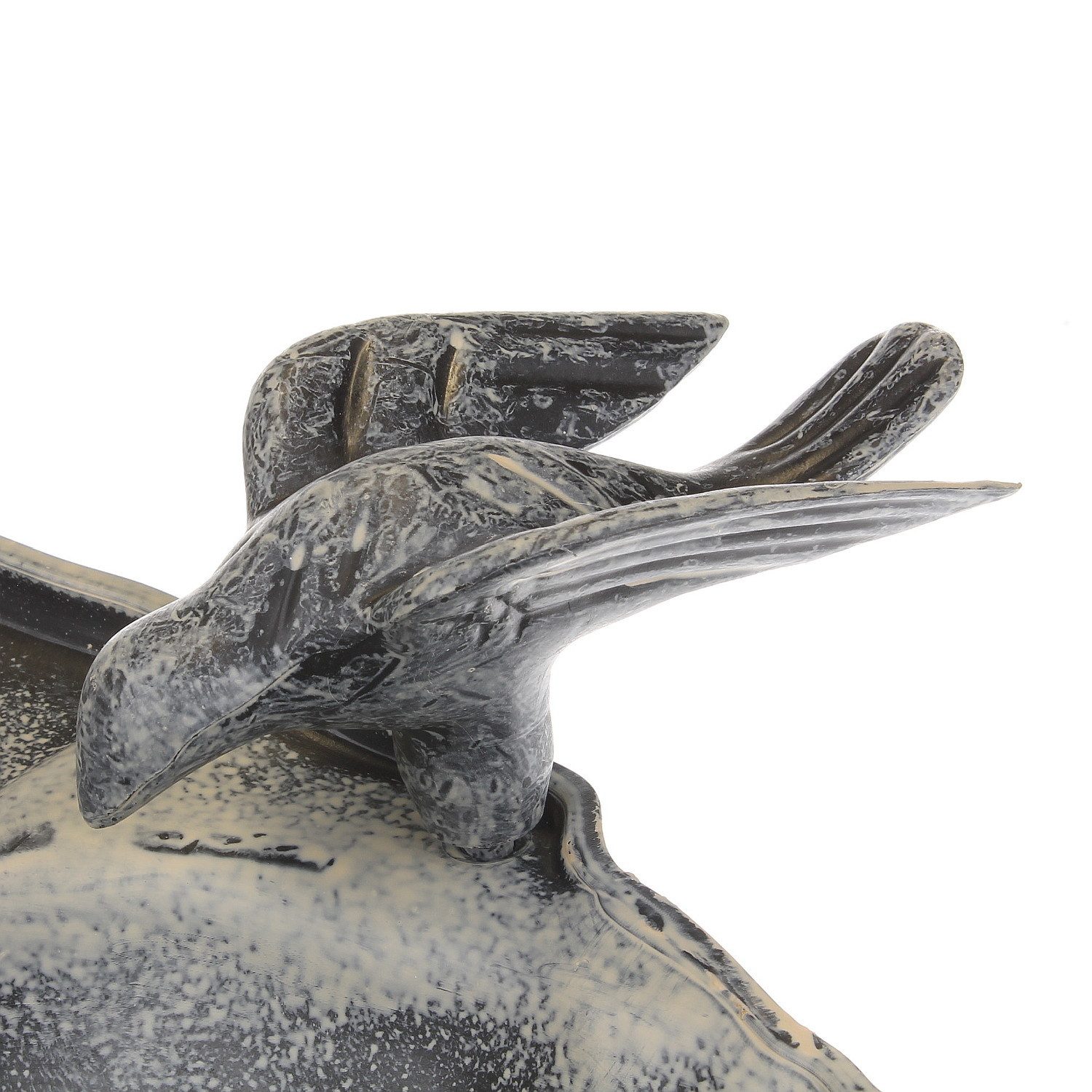 Macosa Home Vogeltränke Kunststoff Antikgrau 80 cm mit Dekovögel vintage Vogelbad, Grau Futterschale Vogelbecken Wasserbad