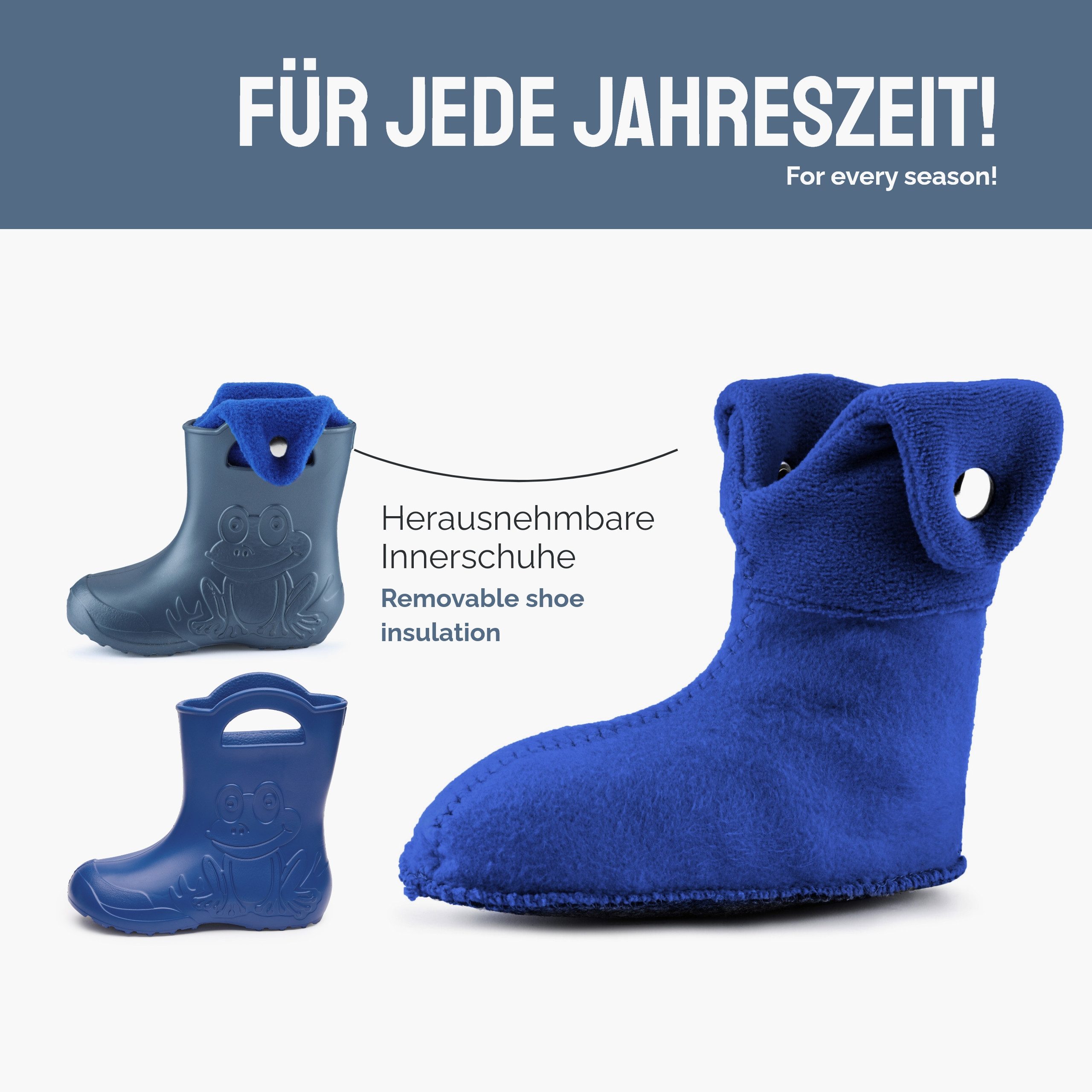 Ladeheid EVA Regenschuhe mit herausnehmbares Innenfutter LA-CA-04 Gummistiefel Kinder gefüttert und federleicht – Bild 4 von 5