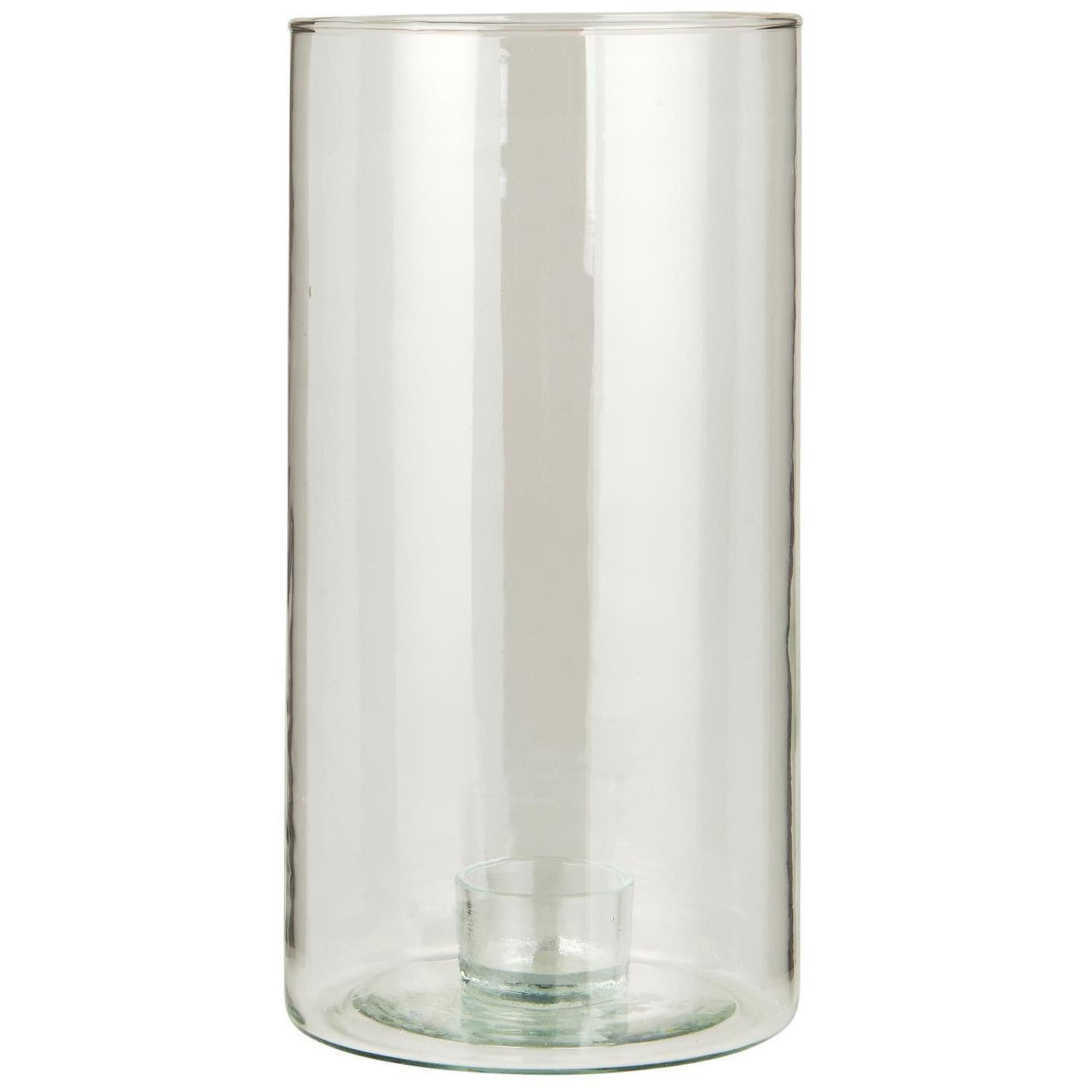 Ib Laursen Windlicht Windlicht GLAS Kerzenhalter fixiert für Stabkerze Ø3,8cm, Ø13x25cm