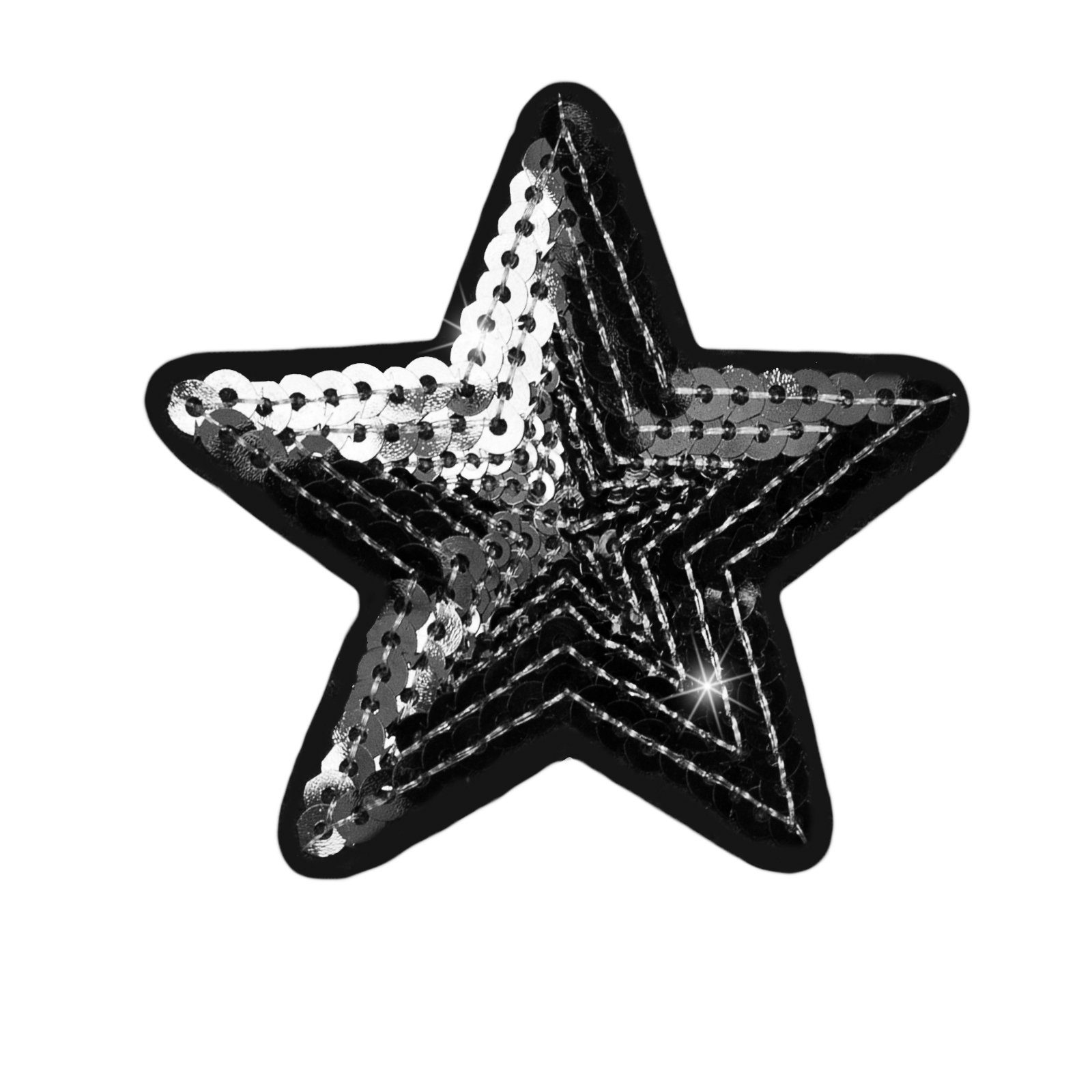 maDDma Patchies 1 Pailletten Aufbügler Stern 70mm Farbauswahl, 100% Polyester, schwarz