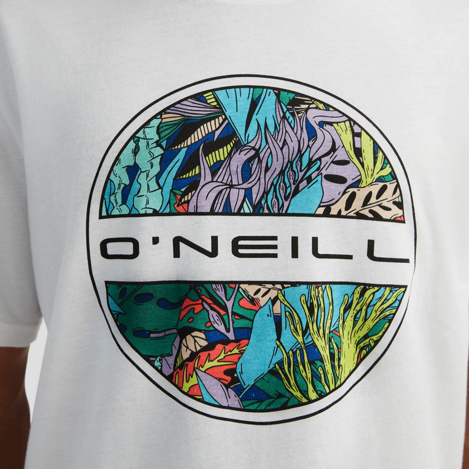 O'Neill T-Shirt Seareef snow mit 11010 Meeresflora-Print Logo kreisförmigem white und