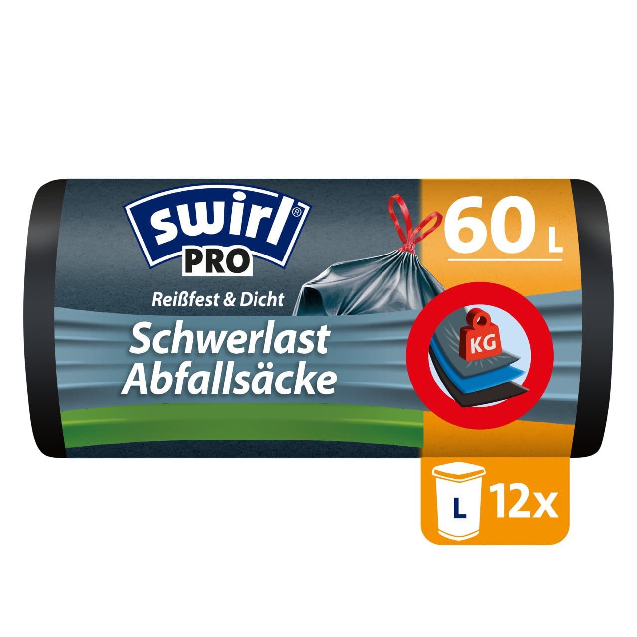 Swirl Müllsack Swirl® Schwerlast-Säcke Profi mit Zugband 60 L