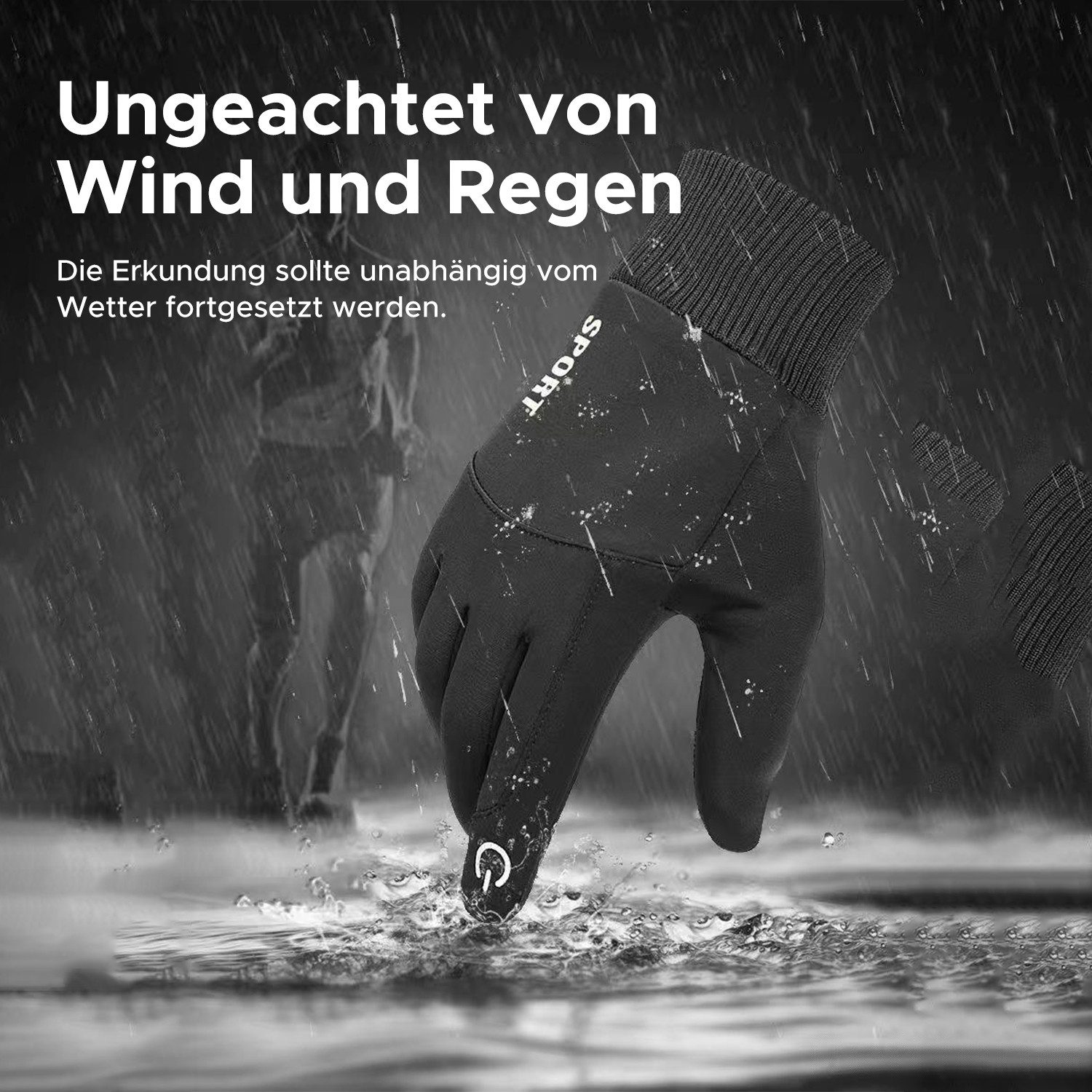 Refttenw Fahrradhandschuhe Herren Handschuhe Damen - Wasserabweisend, Warme & Touchscreen Laufhandschuhe - Winddichte & Rutschfest
