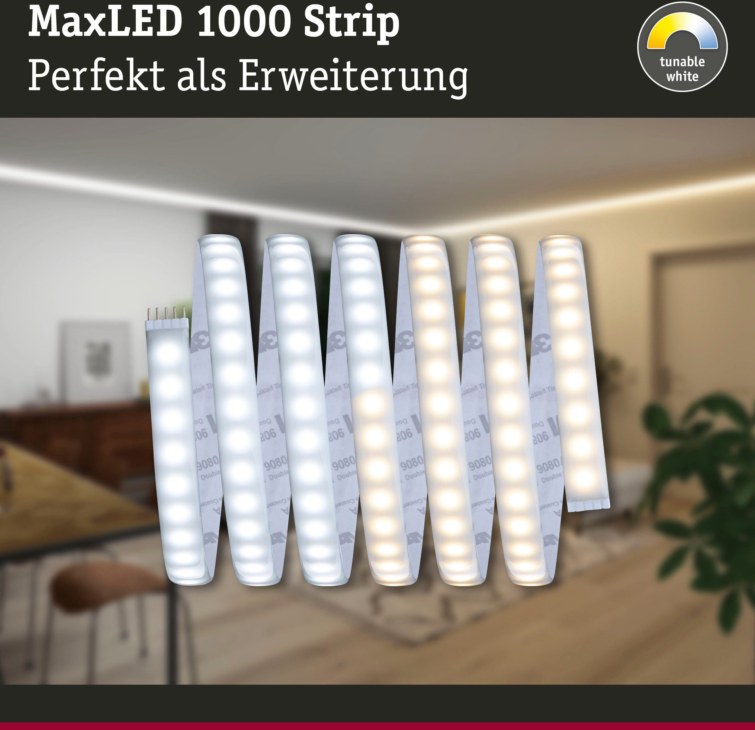Paulmann LED-Streifen MaxLED 2,5m IP44 27W 24V Stripe Silber, 2700-6500K 1000 1-flammig, Cover White Tunable