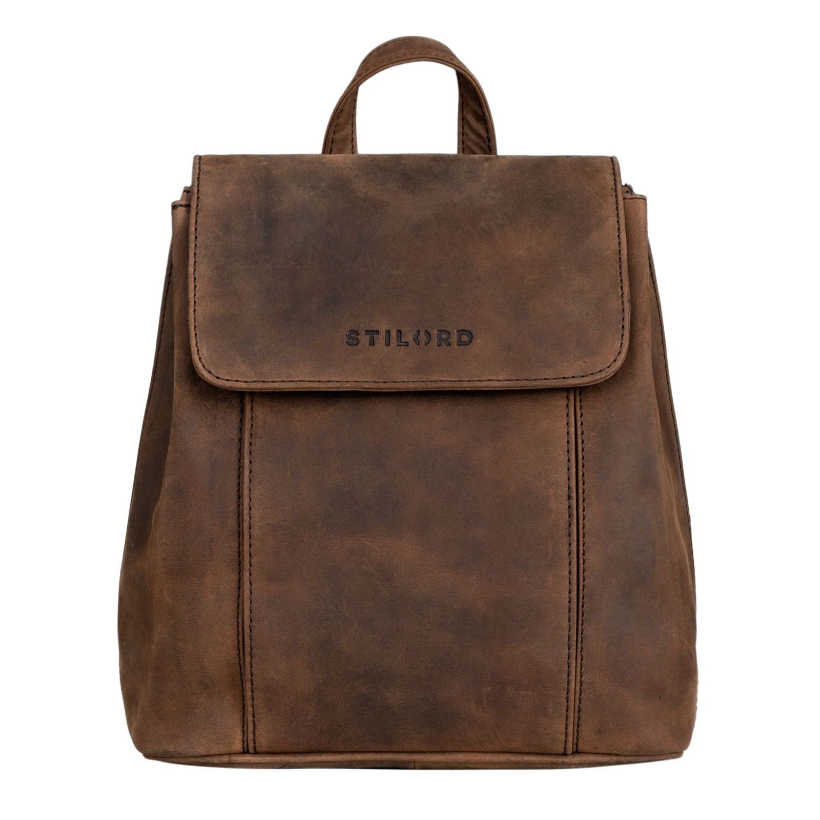 STILORD Cityrucksack "Fiona" Daypack Rucksack Damen Leder sepia - braun