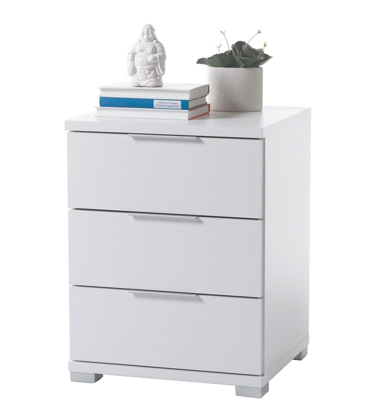 Pol-Power Nachttisch NAKO, Weiß matt, 3 Schubladen, B 46 x H 61 x T 42 cm